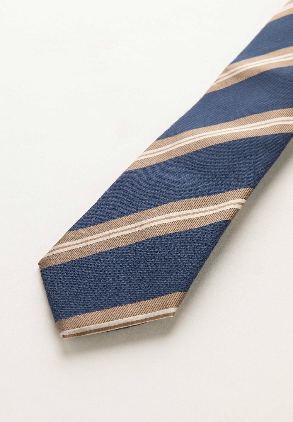 Angelico Cravatta blu nocciola regimental seta cotone Vendite Flash