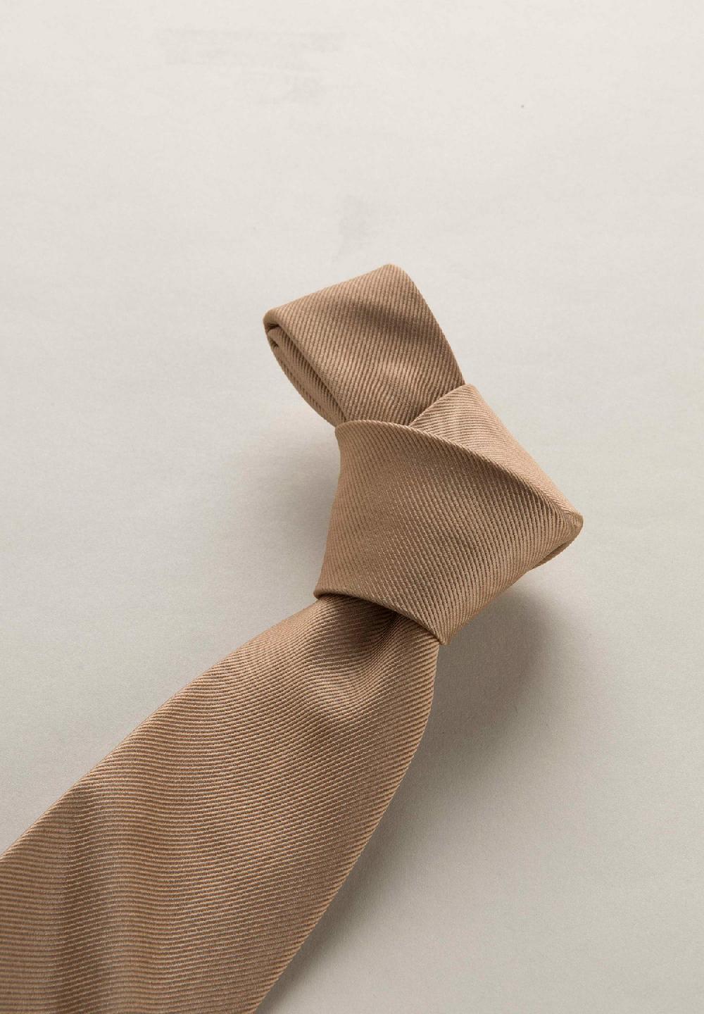 Angelico Cravatta beige seta unita Nuova