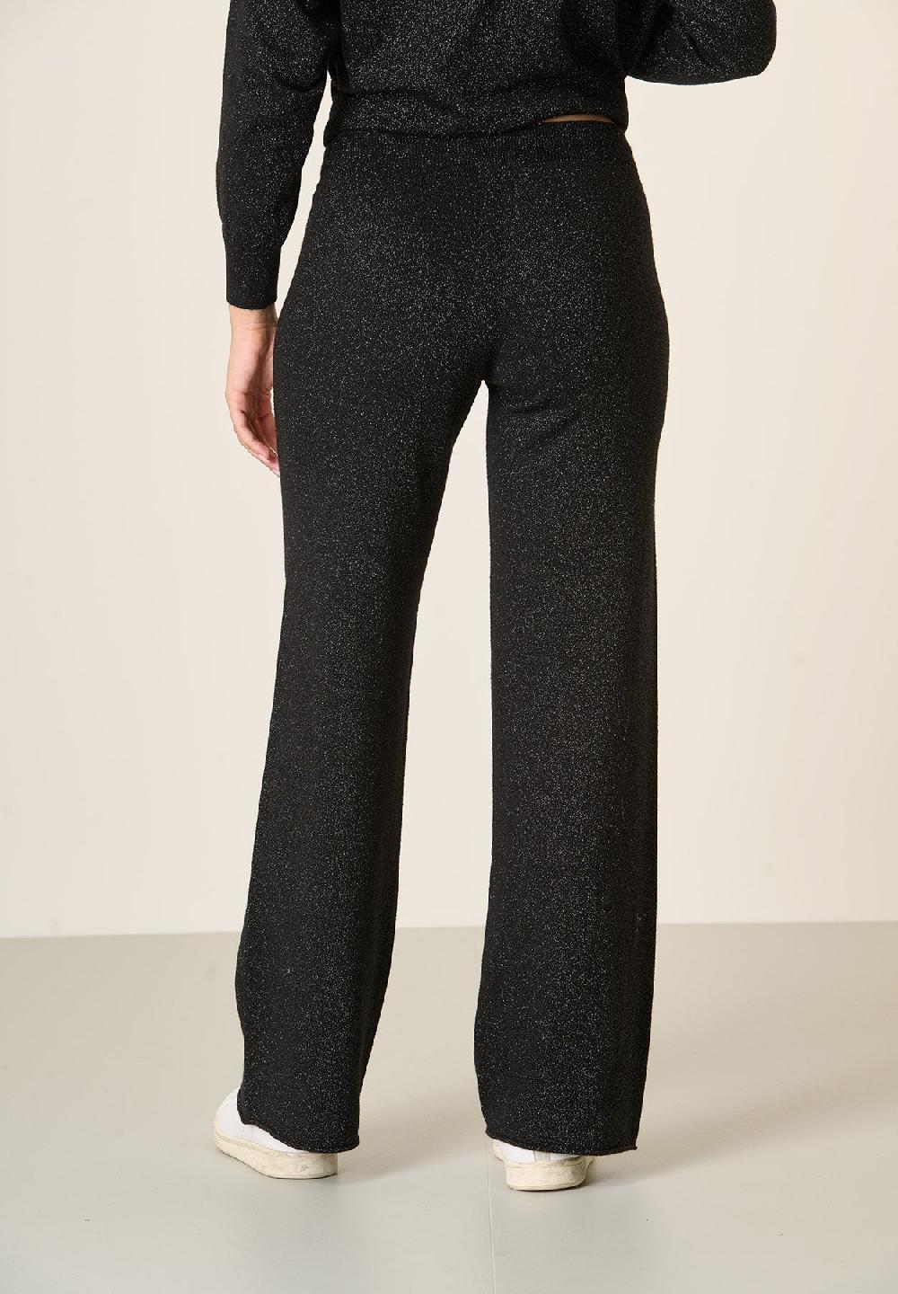 Angelico Pantalone nero lurex in maglia con coulisse Pezzi Unici