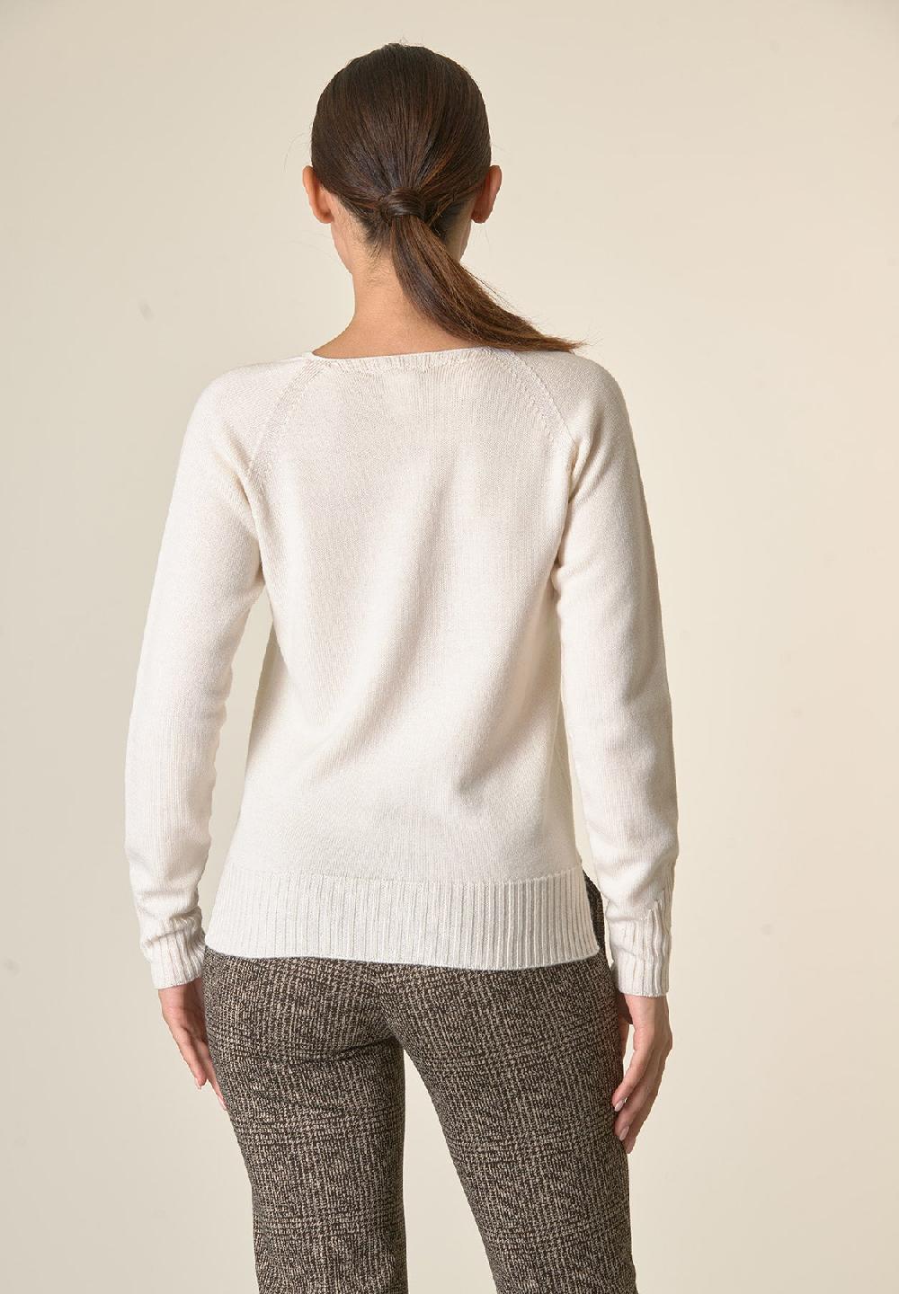 Angelico Cardigan ecrù lana merinos manica raglan Fino Al -60%