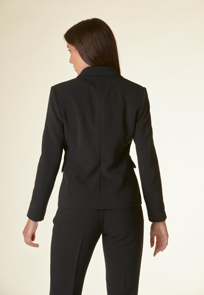 Angelico Giacca nera 1 bottone crepe sciancrata Vendita