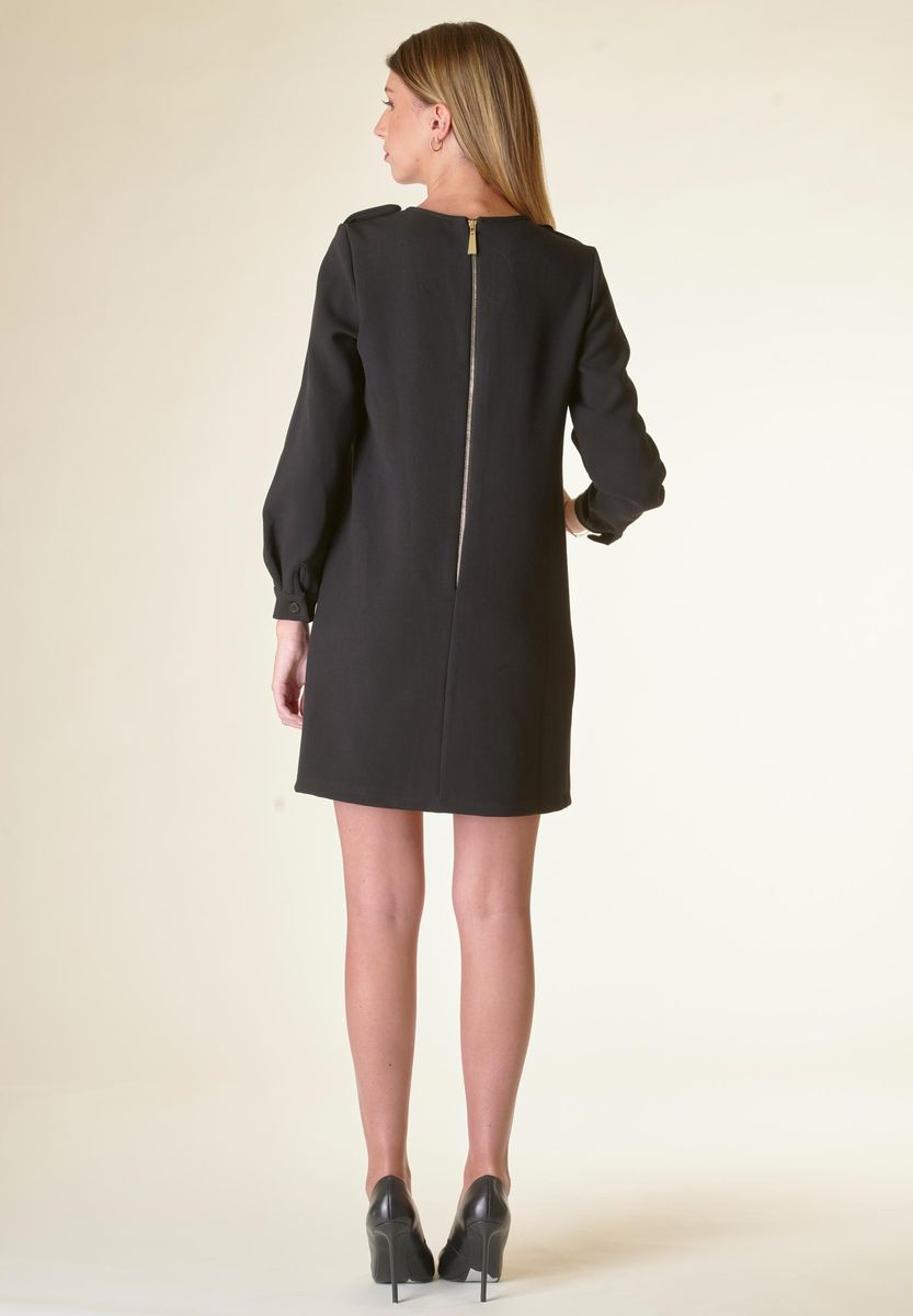 Angelico Vestito nero corto crepe con taschini Outlet