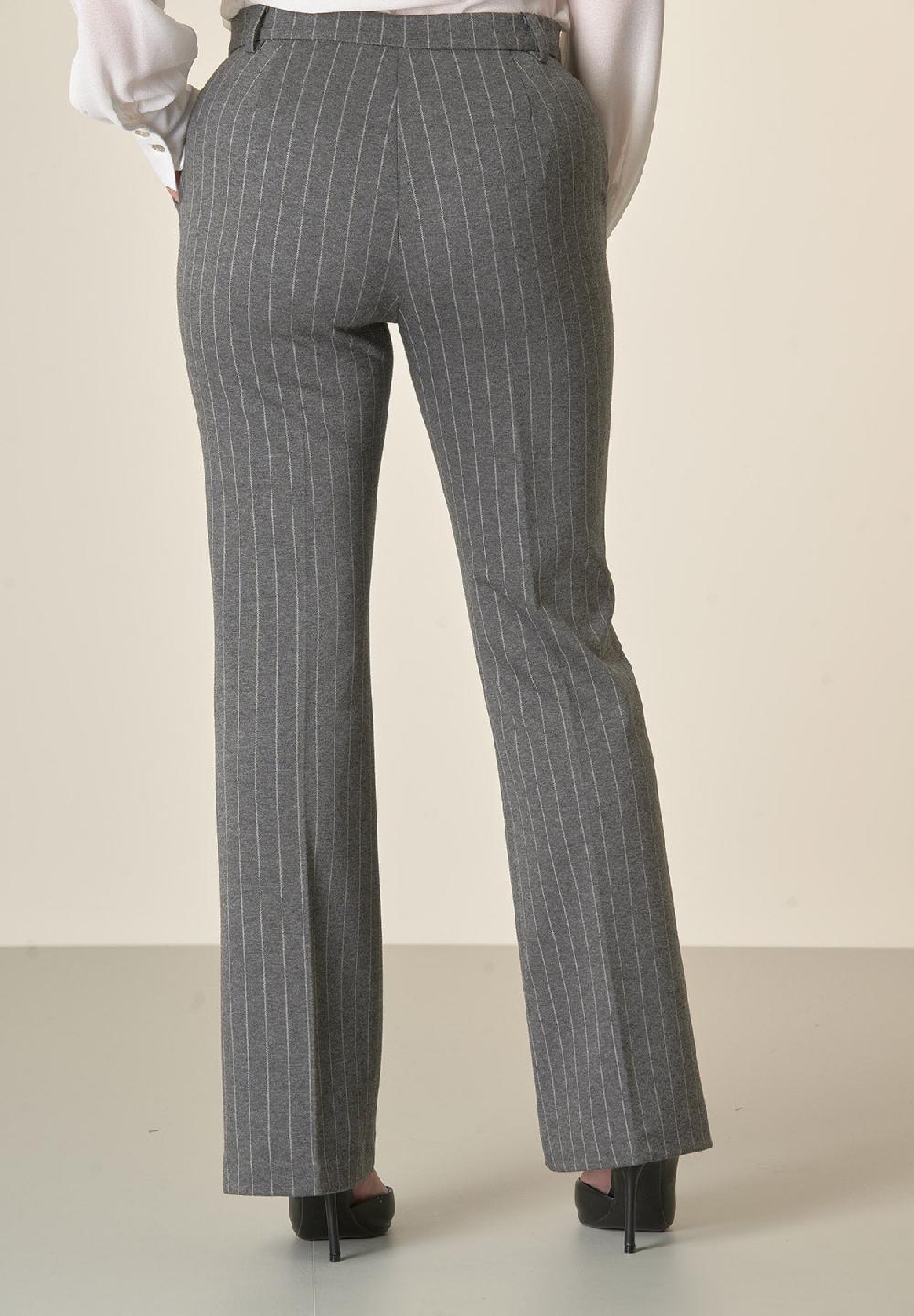 Angelico Pantalone grigio scuro gessato zampa Vendite Flash