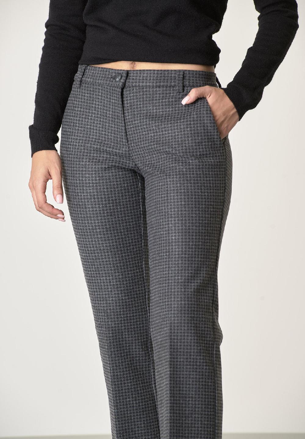 Angelico Pantalone grigio scuro fantasia rombi con risvolto Nuova