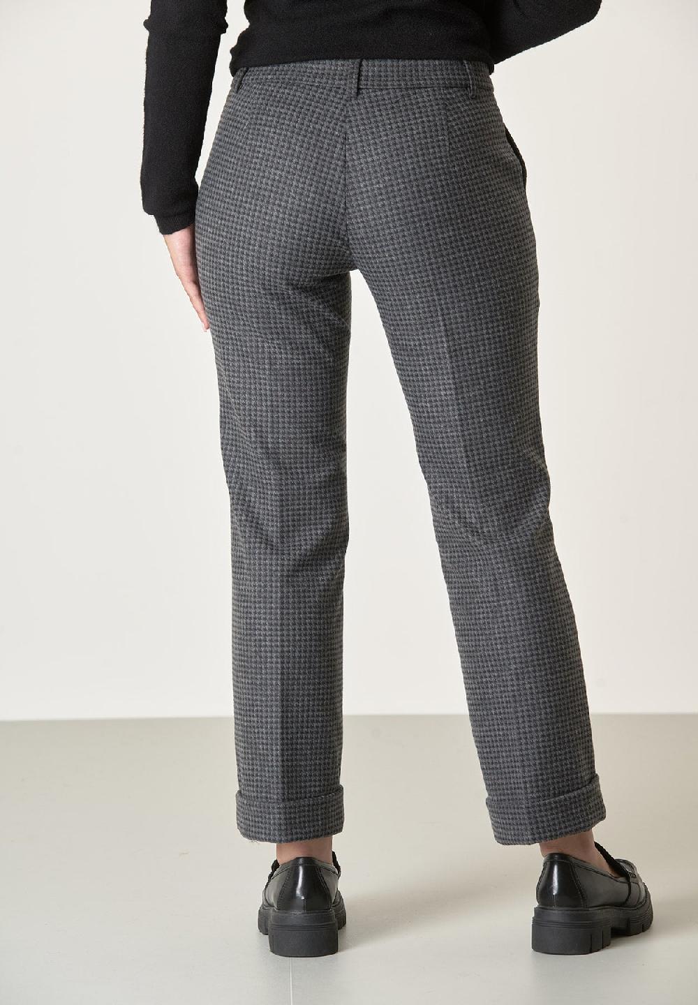 Angelico Pantalone grigio scuro fantasia rombi con risvolto Nuova