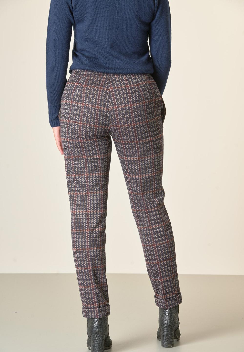 Angelico Pantalone blu fantasia quadri risvolto 2025