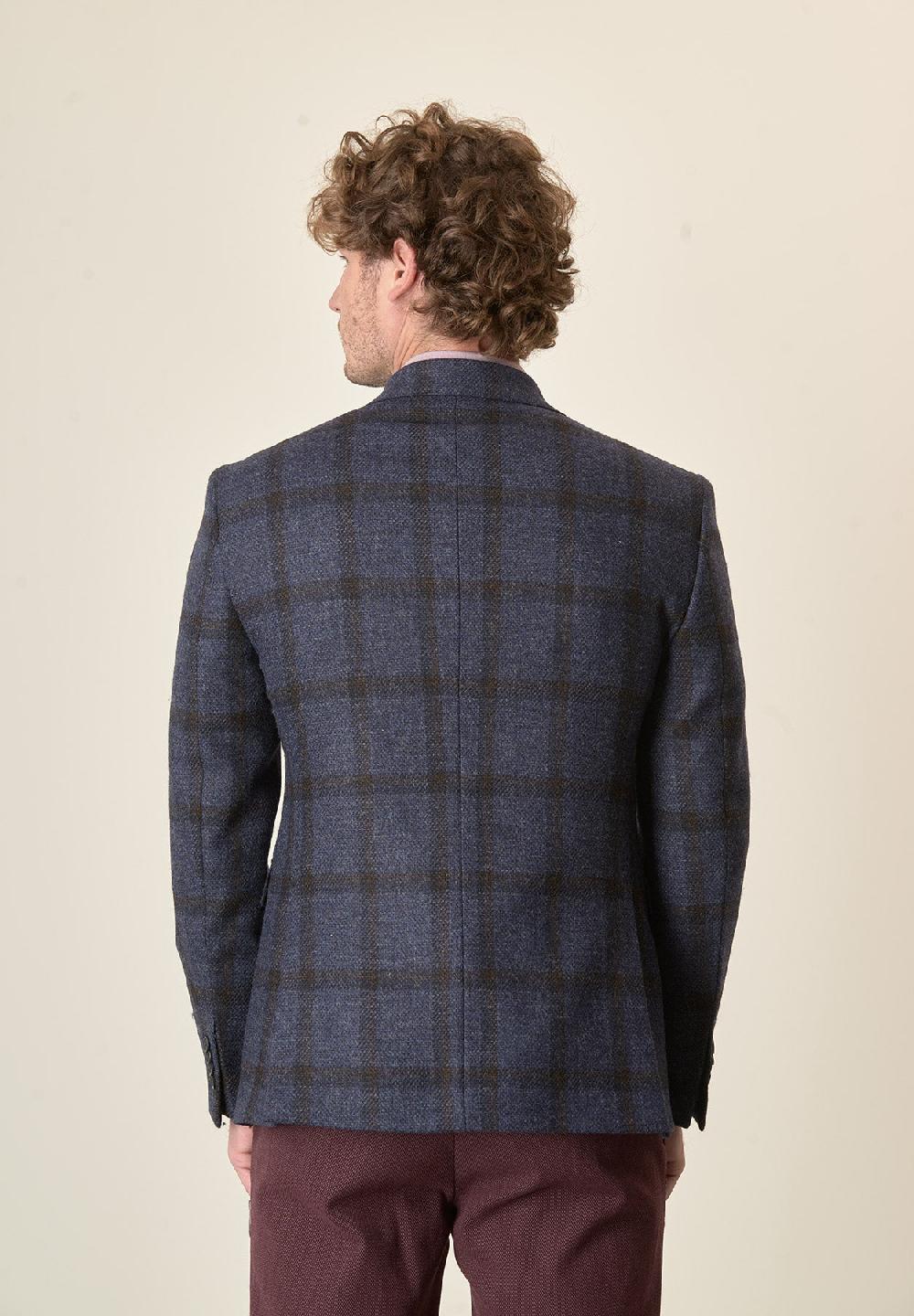 Angelico Giacca blu Galles lana vergine custom fit Italy
