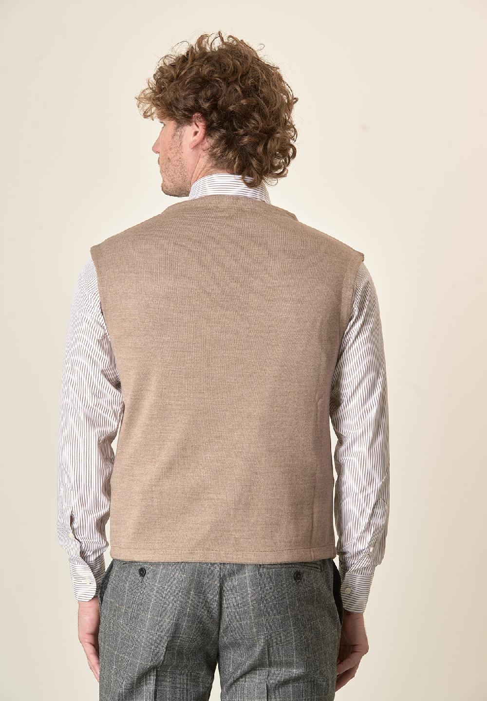 Angelico Gilet beige doppiopetto misto lana In Linea