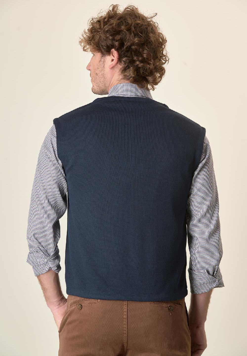 Angelico Gilet blu doppiopetto misto lana Nuovo