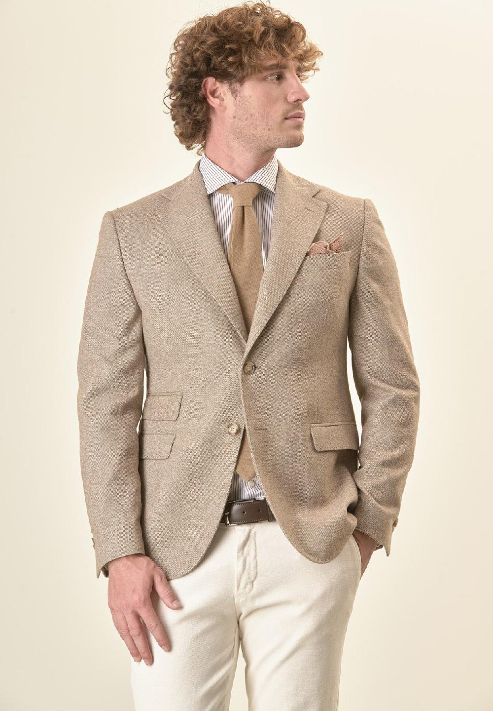 Angelico Giacca beige knickerbocker misto lana custom fit