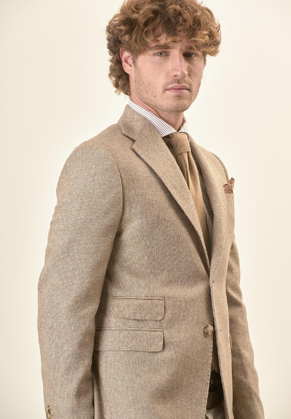 Angelico Giacca beige knickerbocker misto lana custom fit Promozione