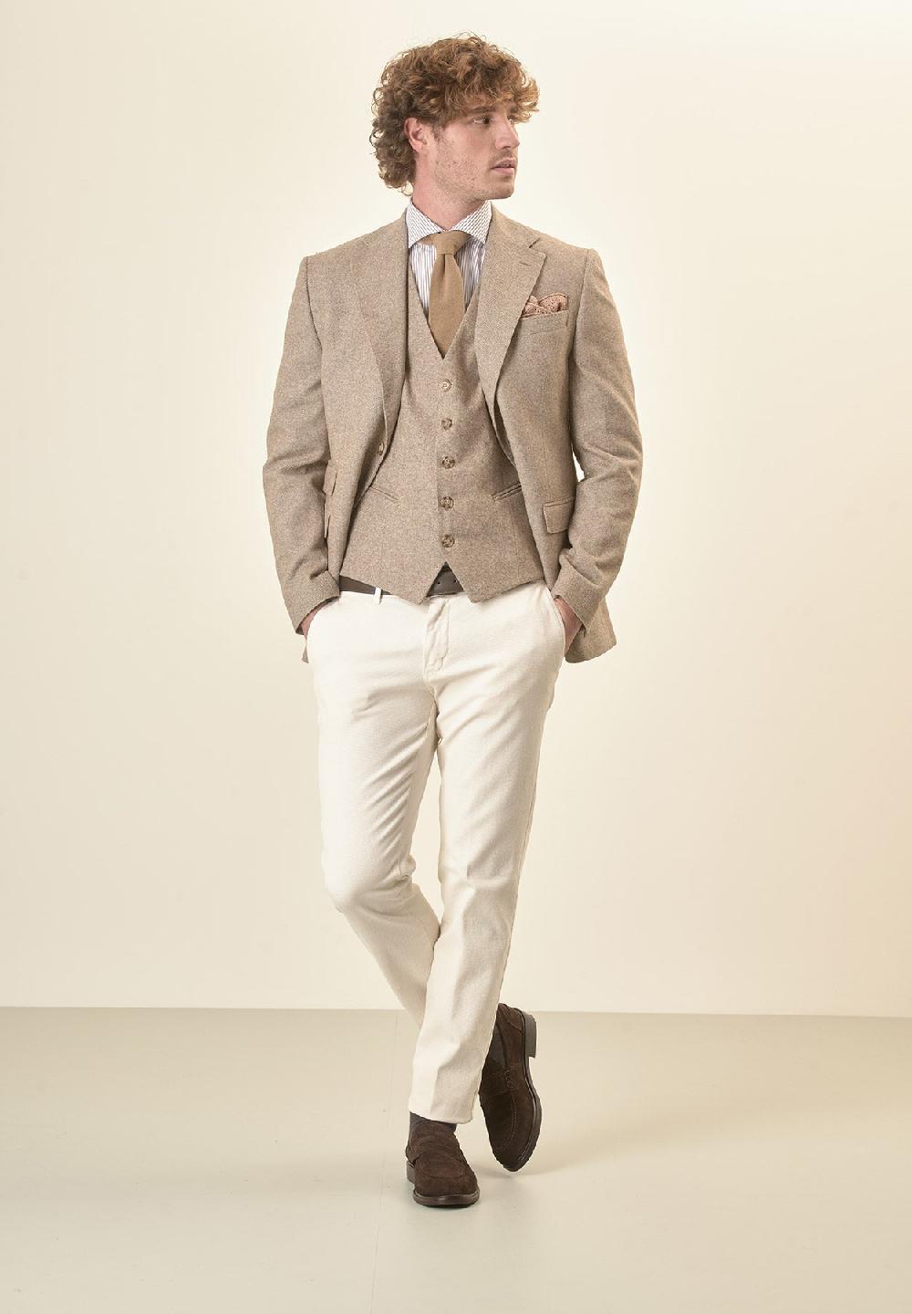 Angelico Giacca beige knickerbocker misto lana custom fit Promozione