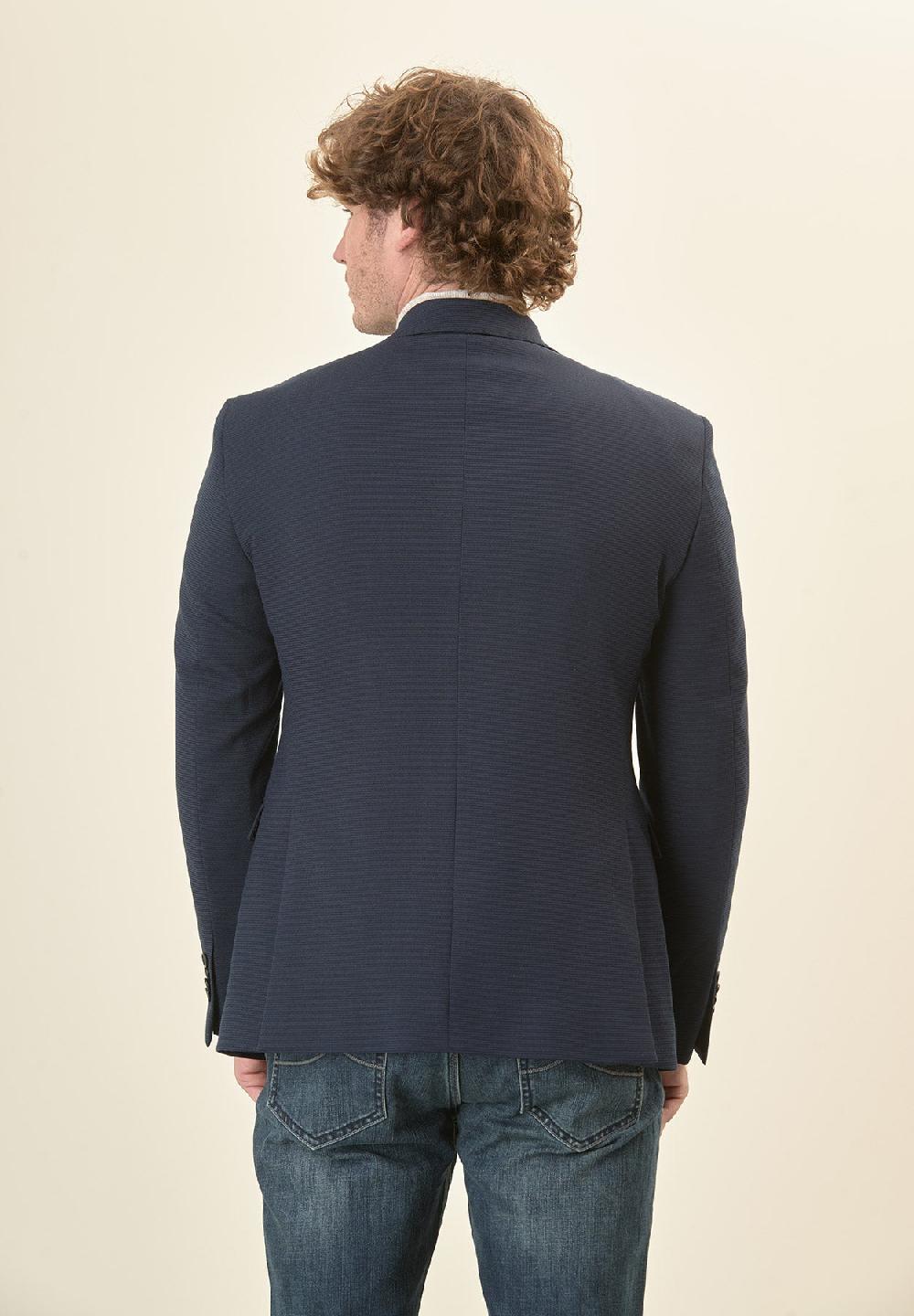 Angelico Giacca blu jersey armaturato custom fit Pezzi Unici