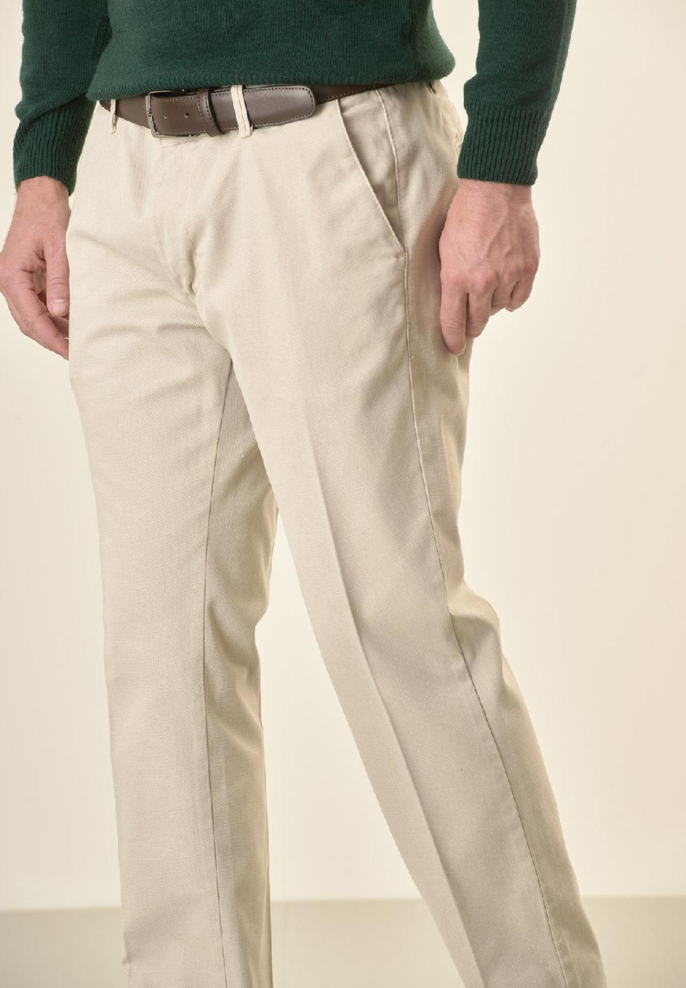 Angelico Pantalone avorio armatura cotone stretch slim fit Promozione Limitata