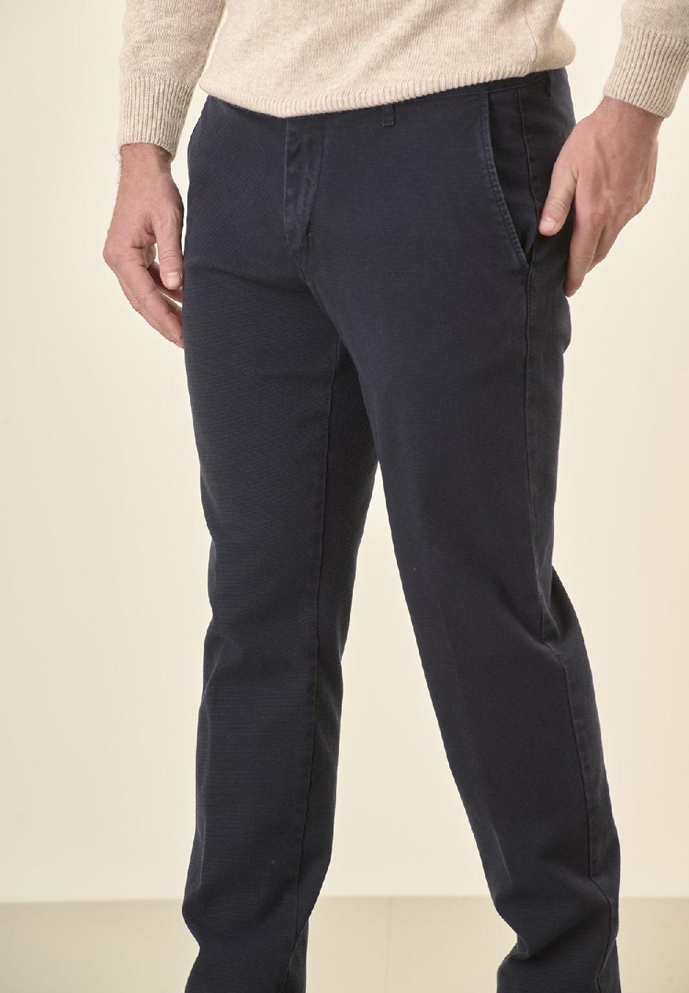 Angelico Pantalone blu microstruttura cotone stretch slim fit Negozio