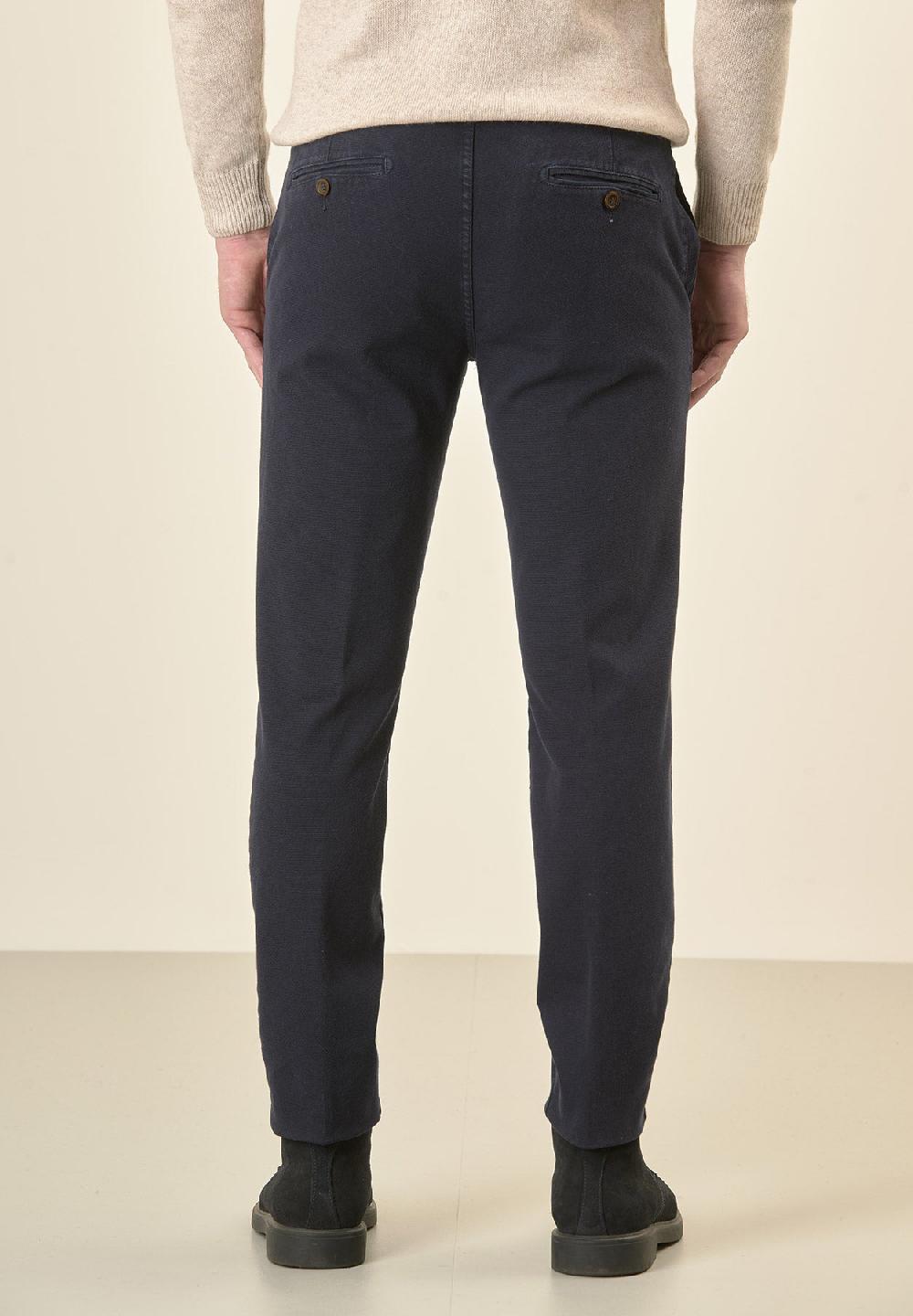 Angelico Pantalone blu microstruttura cotone stretch slim fit Negozio
