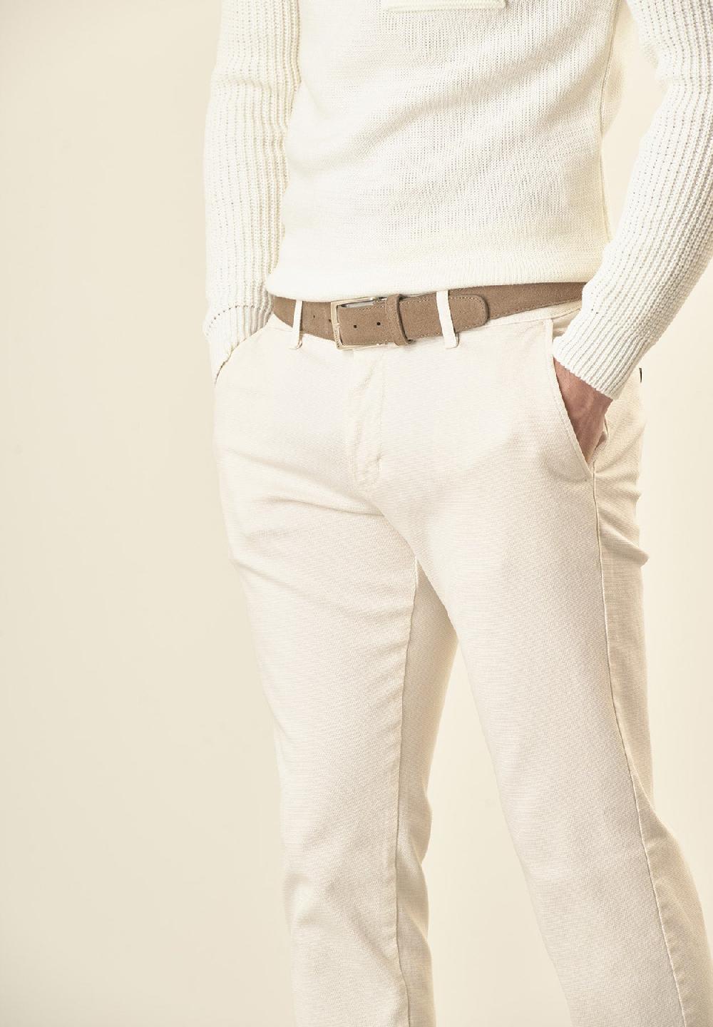 Angelico Pantalone panna microstruttura cotone stretch slim fit Affare Del Giorno