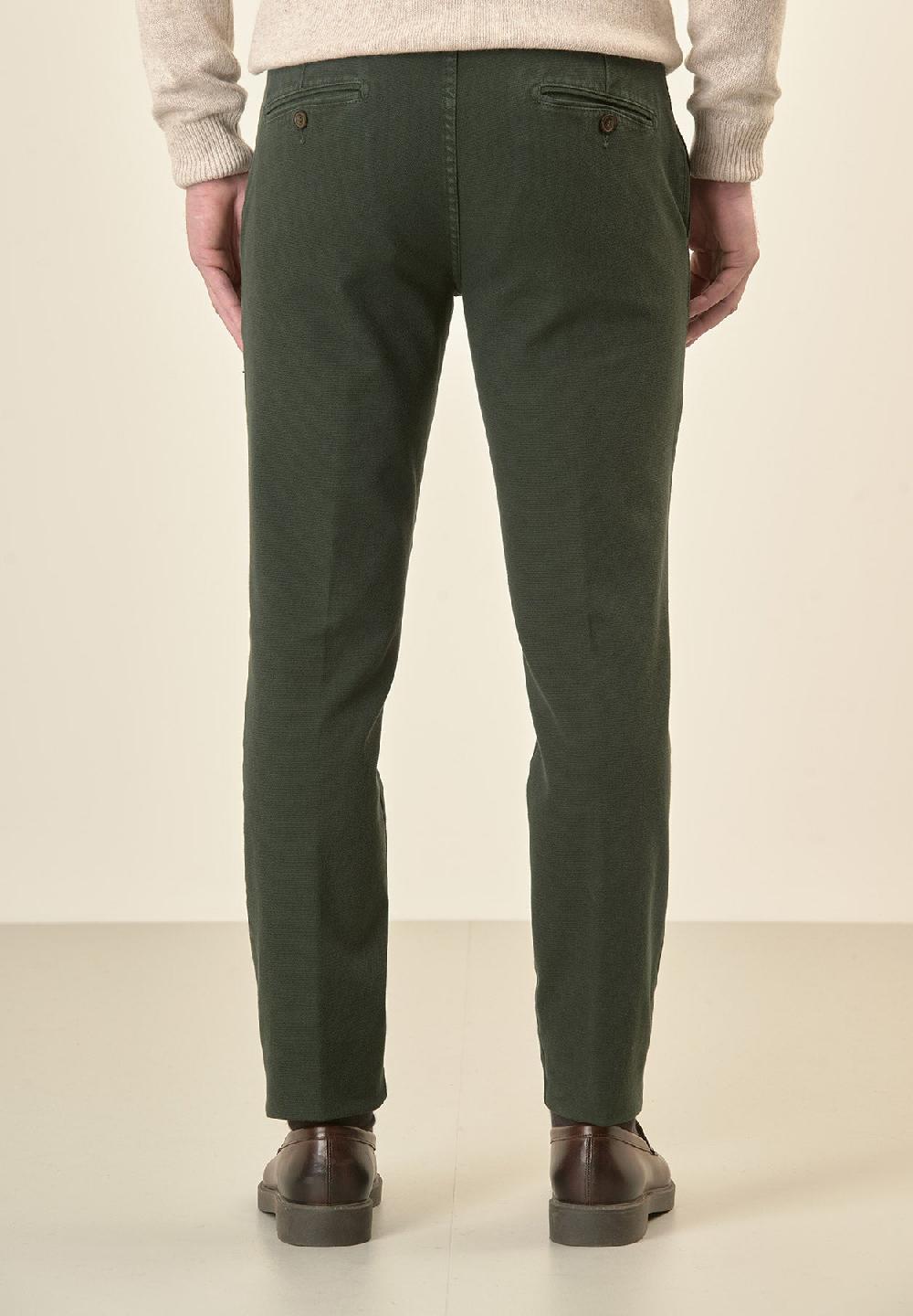 Angelico Pantalone verde microstruttura cotone stretch slim fit Prezzo Ridotto