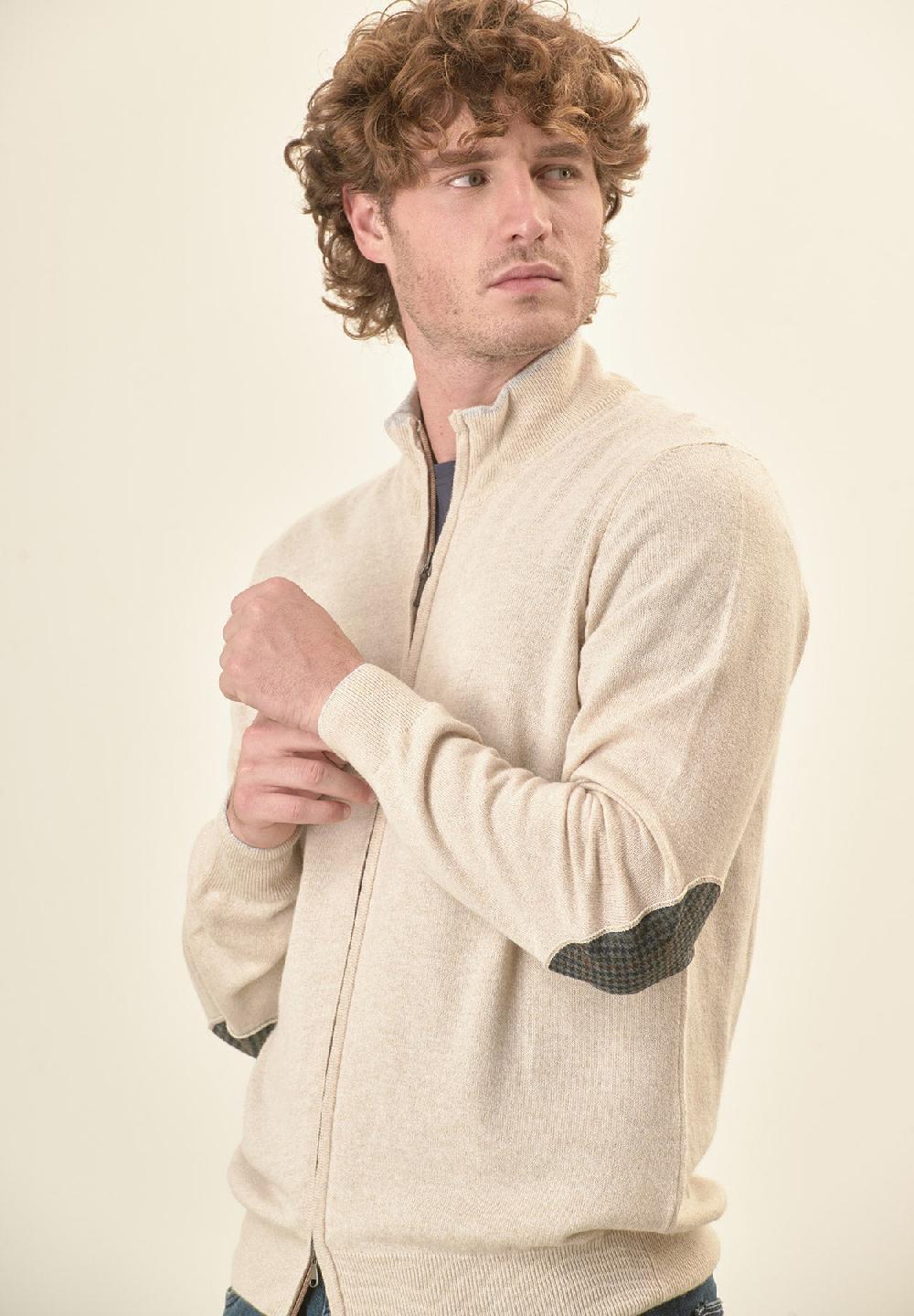 Angelico Giacca zip beige toppe misto cashmere Convenienza