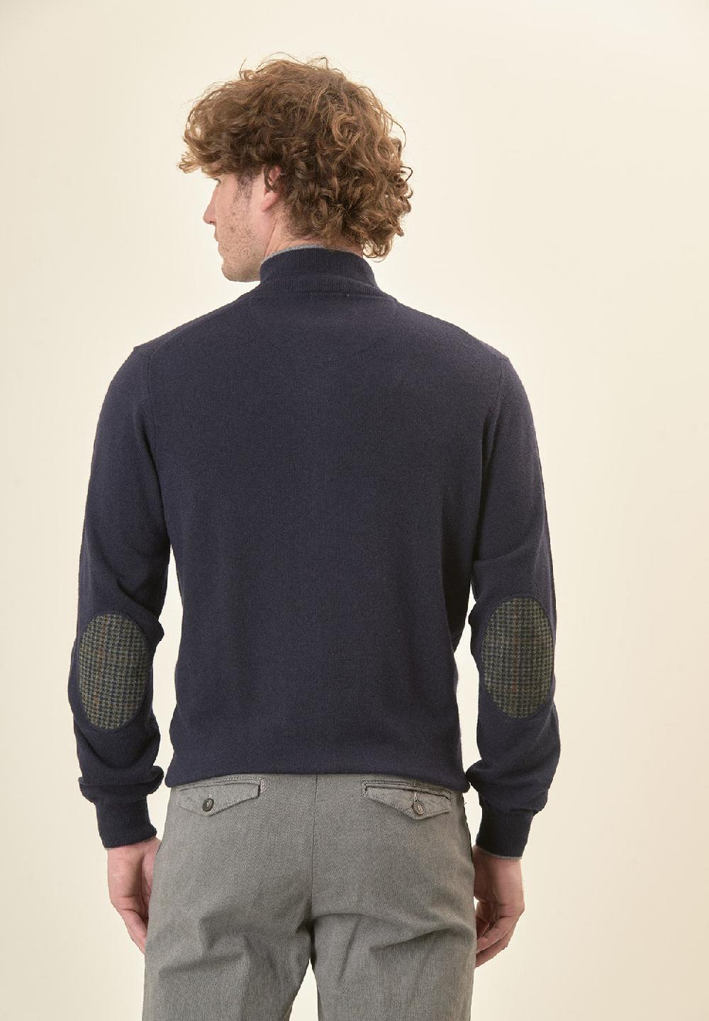 Angelico Giacca zip blu navy toppe misto cashmere Novità