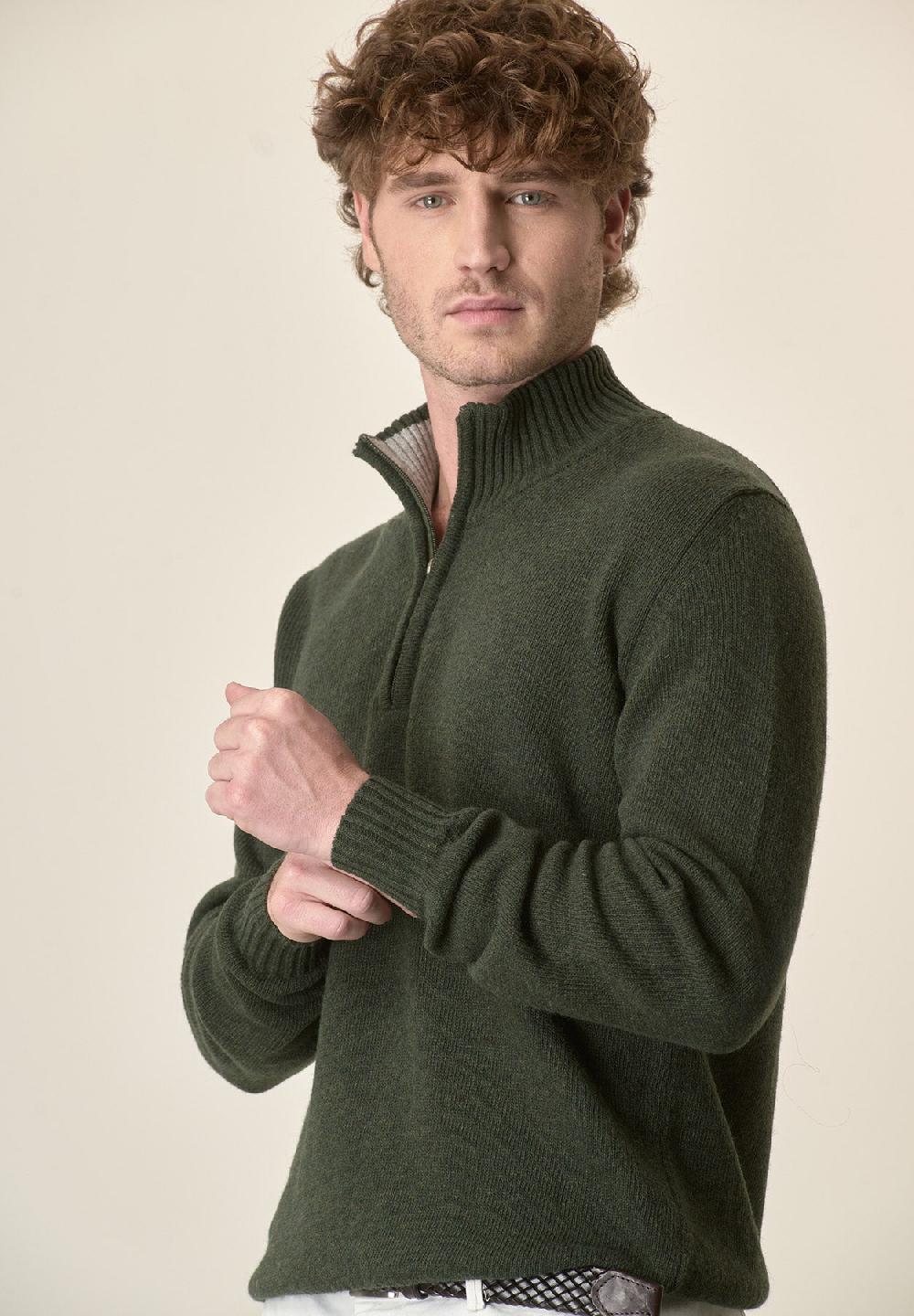 Angelico Lupetto zip verde misto lana Offerta