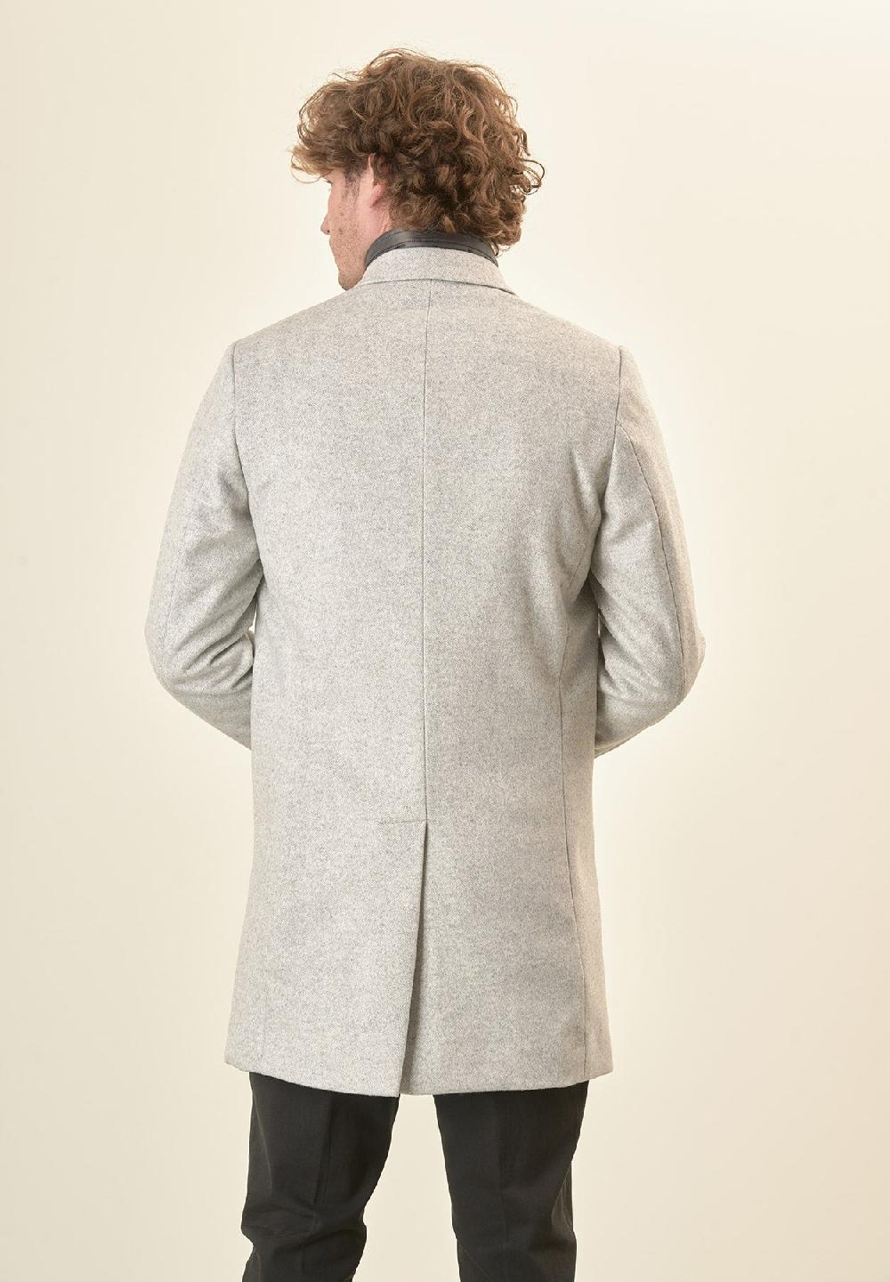 Angelico Cappotto grigio misto cashmere resca pettorina staccabile Vendita Calda