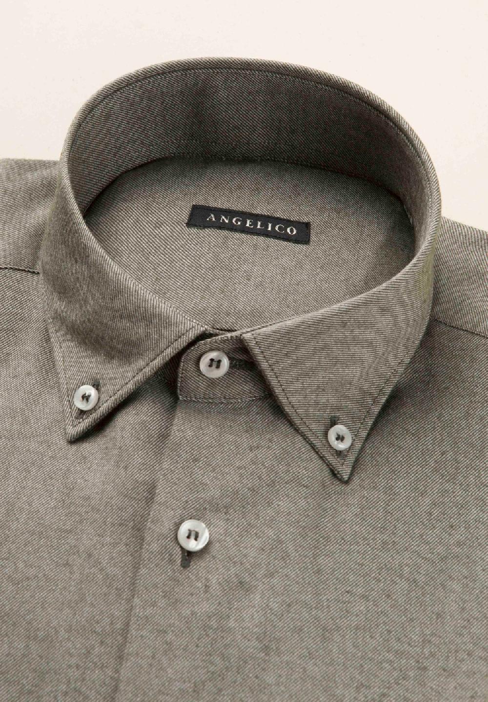 Angelico Camicia verde flanella cotone regular fit Negozio