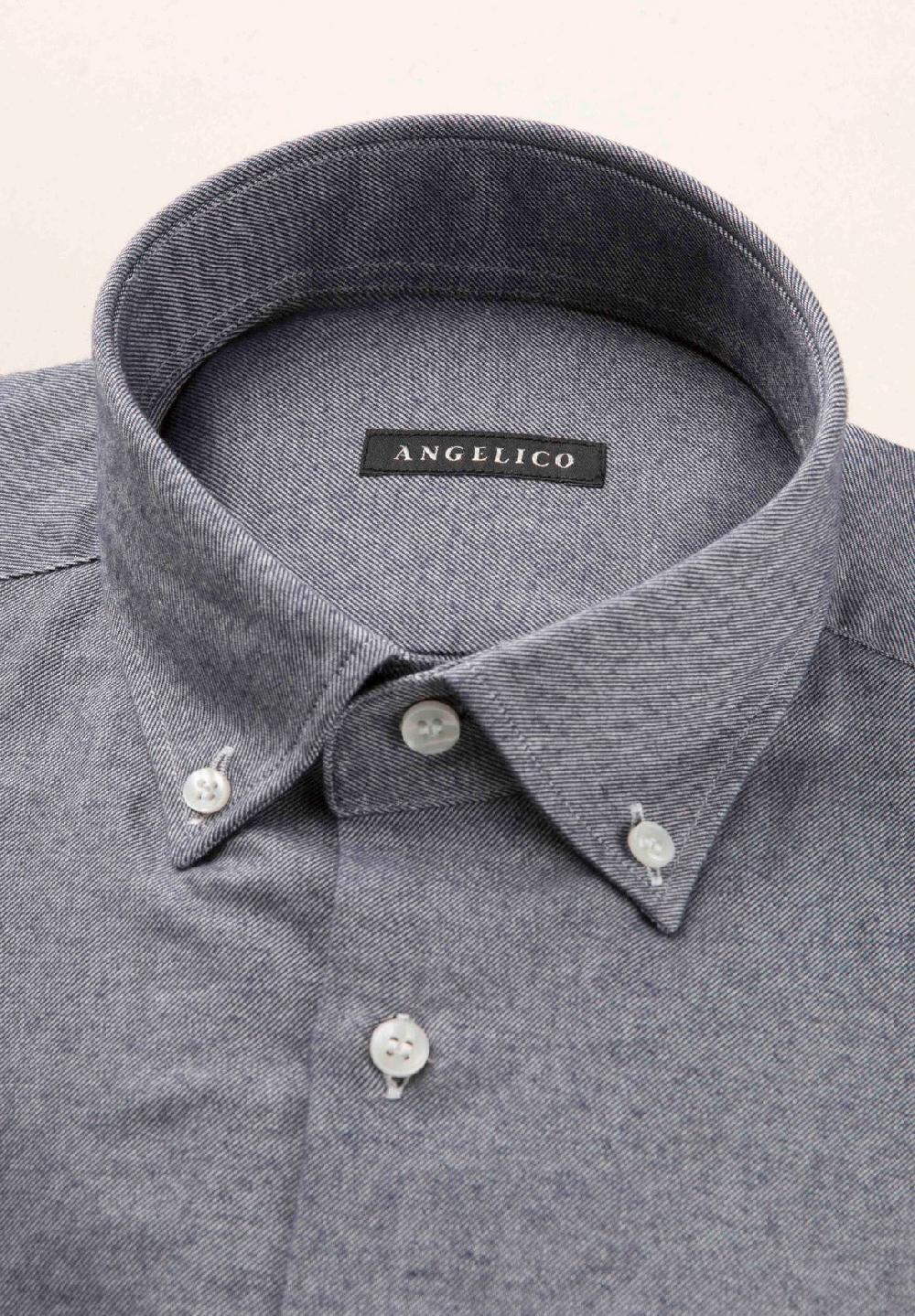 Angelico Camicia blu flanella taschino cotone regular fit In Saldo