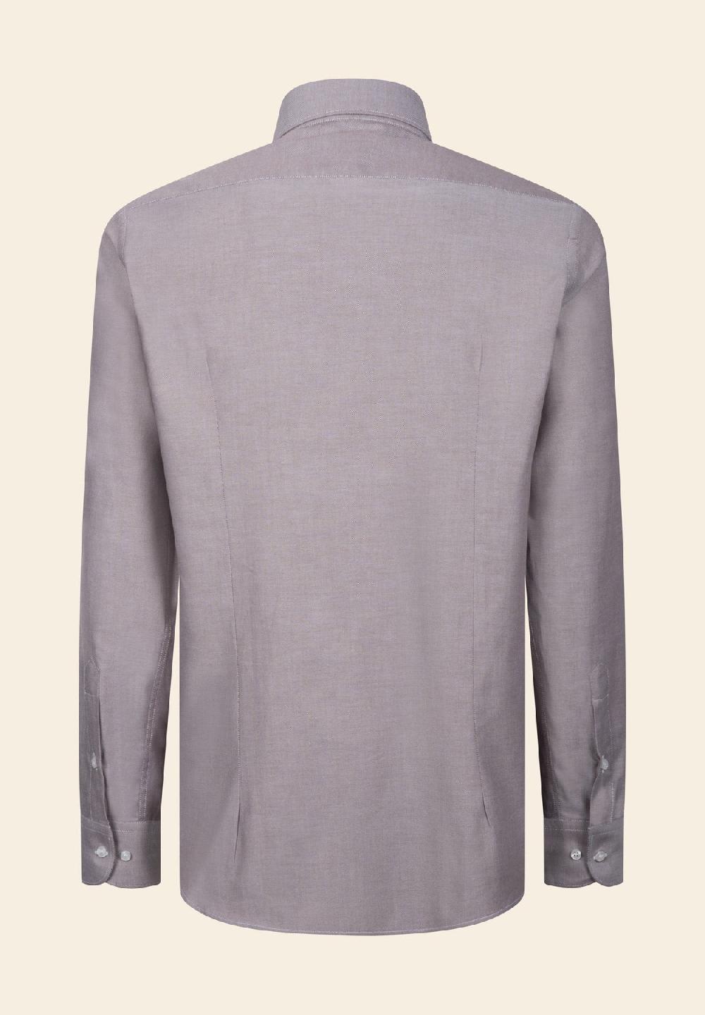 Angelico Camicia marrone oxford cotone slim fit Moda