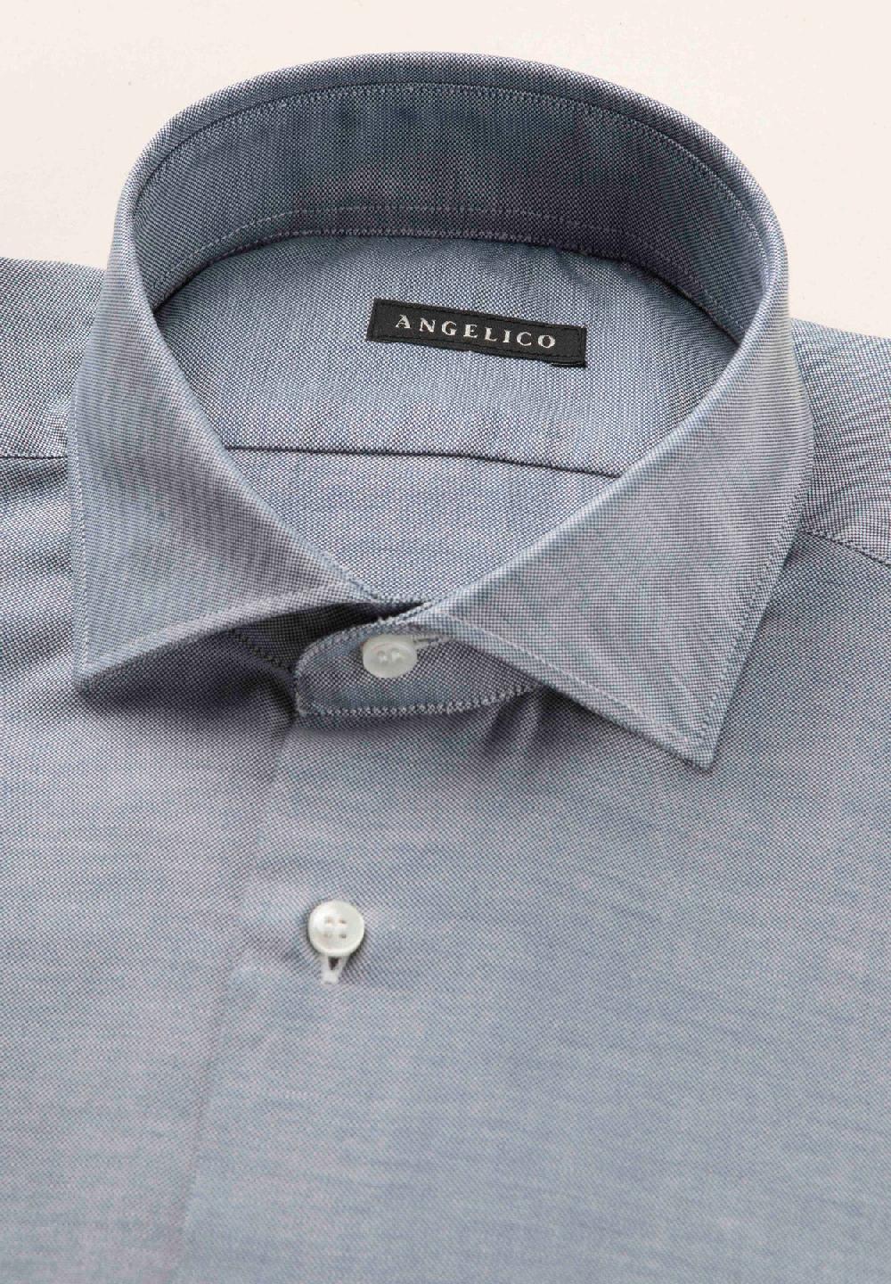 Angelico Camicia blu oxford cotone slim fit 2025
