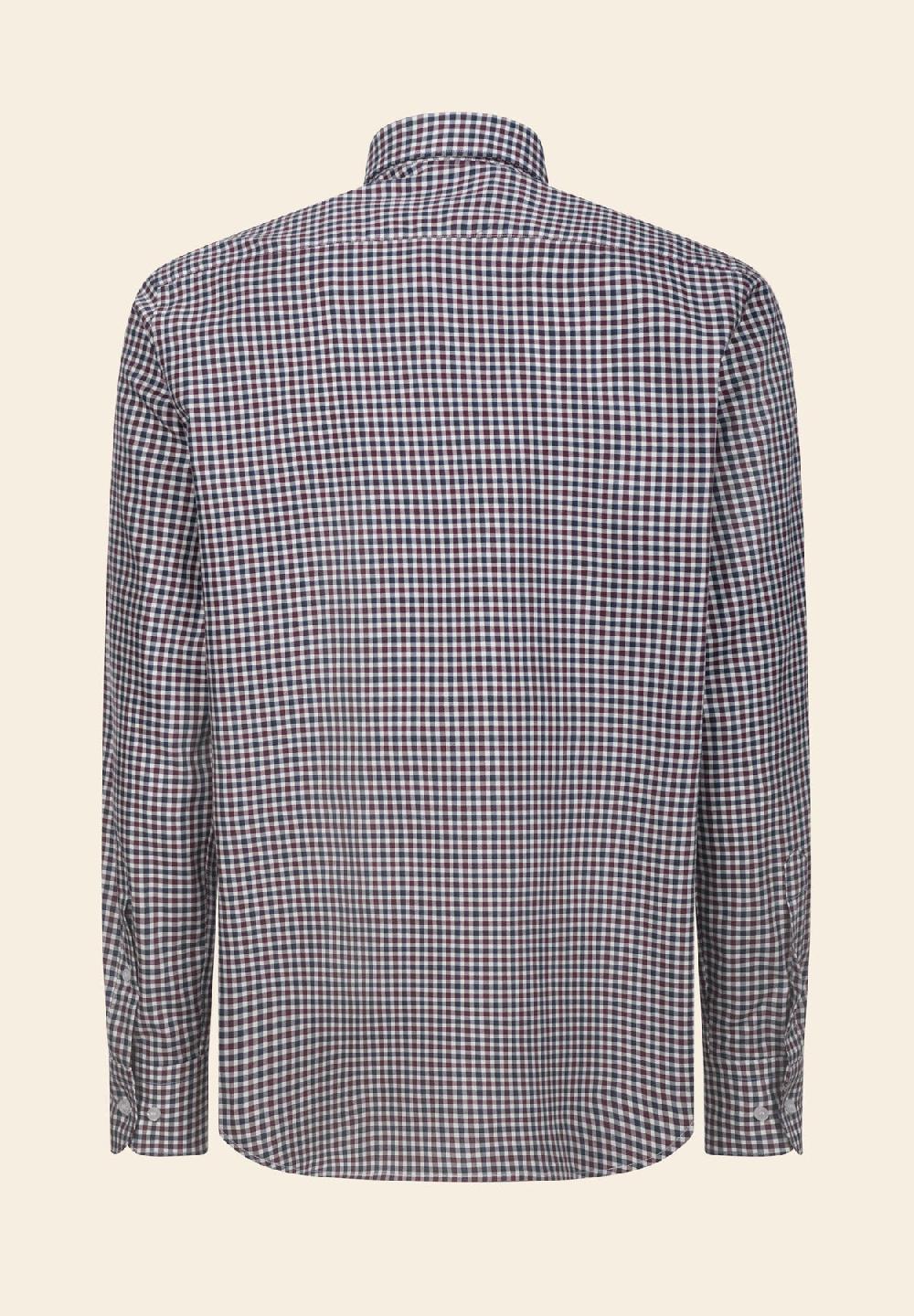Angelico Camicia blu bordeaux quadretto cotone regular fit Italia