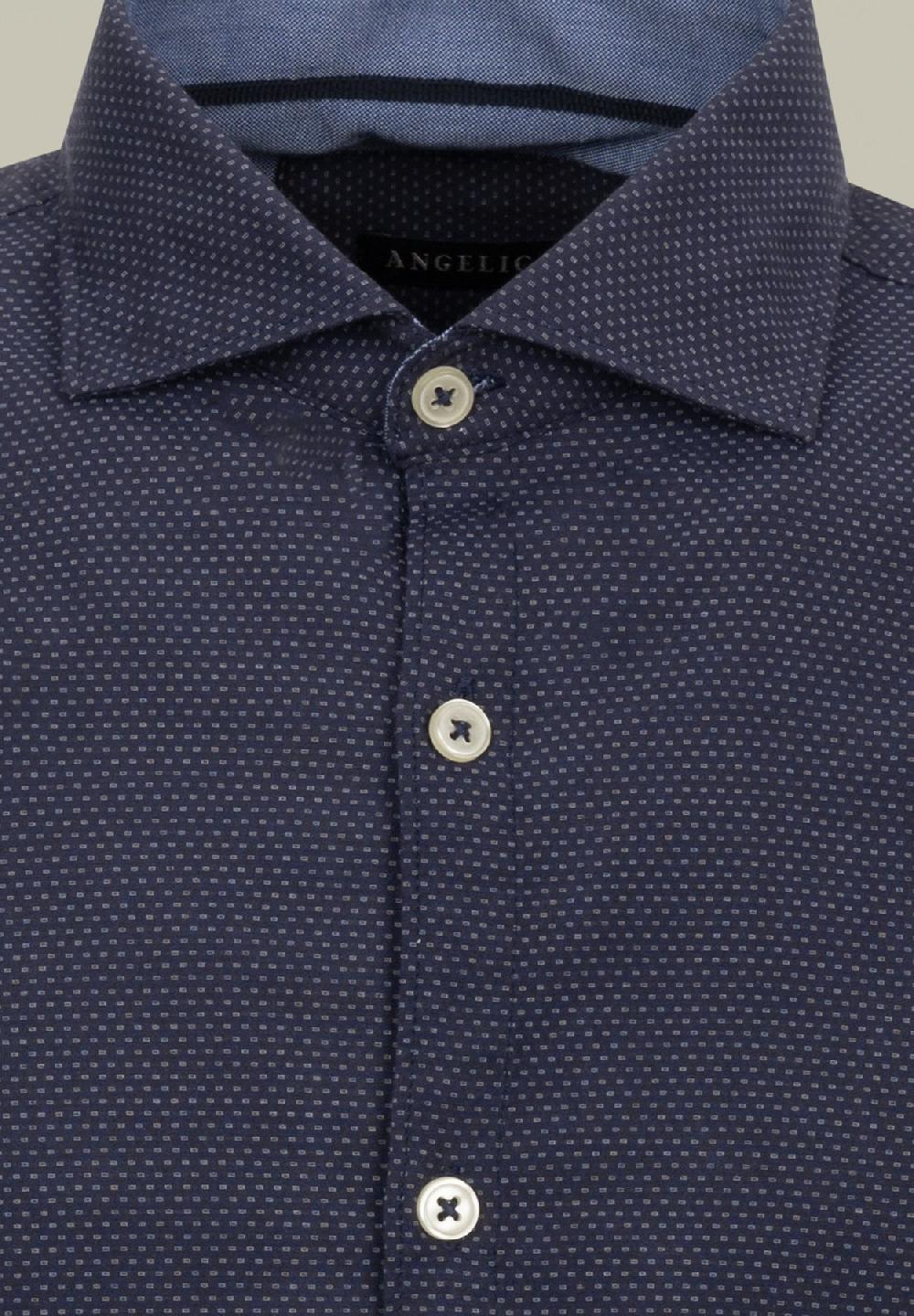 Angelico Camicia blu microdisegno jaquard regular fit Pezzi Unici