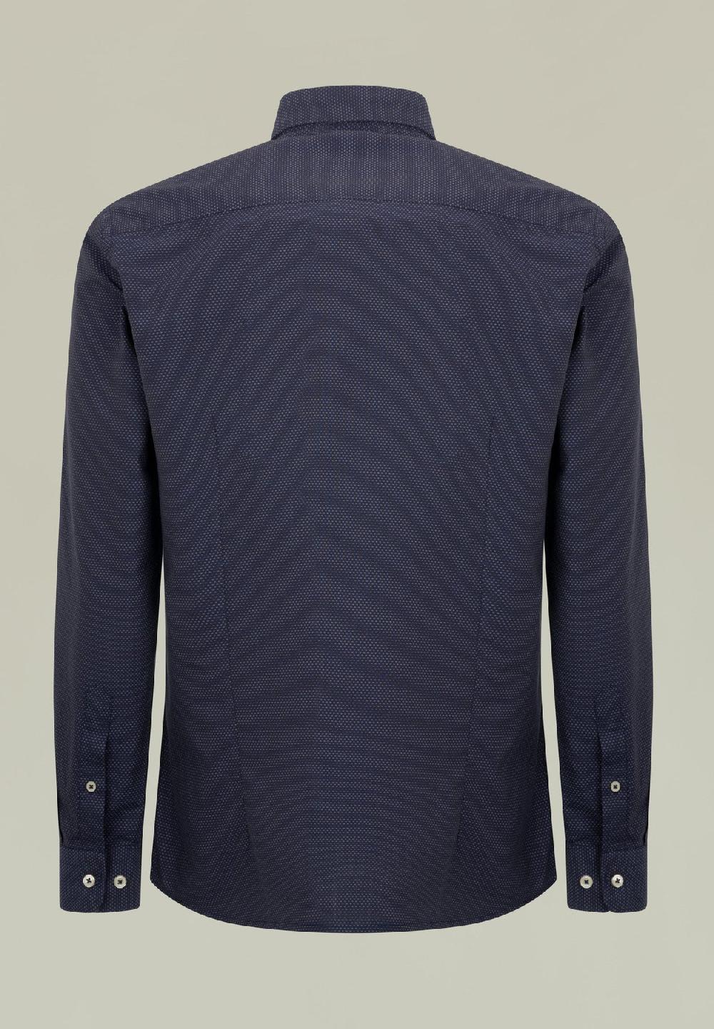 Angelico Camicia blu microdisegno jaquard regular fit Pezzi Unici