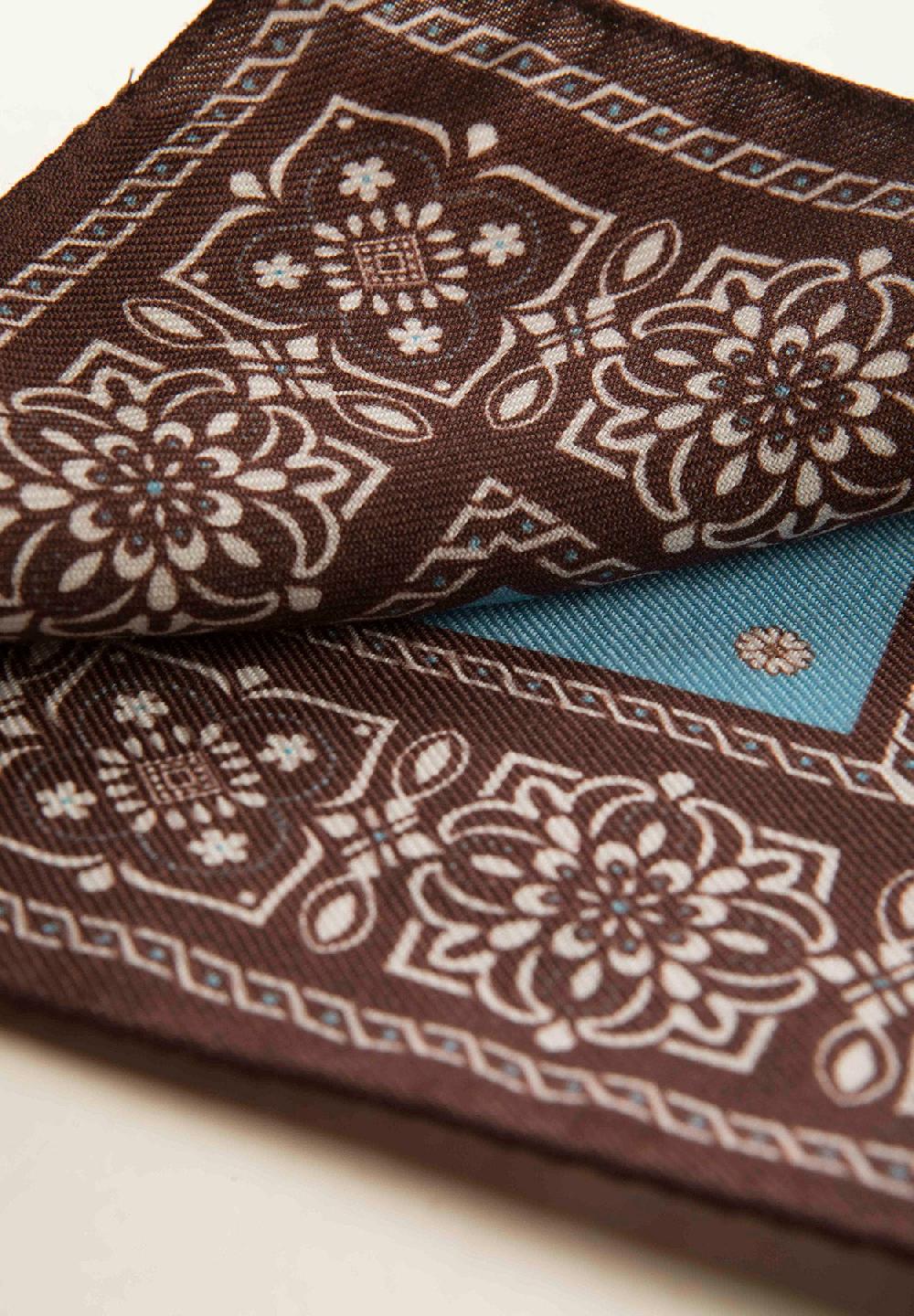 Angelico Pochette moro celeste fantasia fiorata lana Acquista Ora