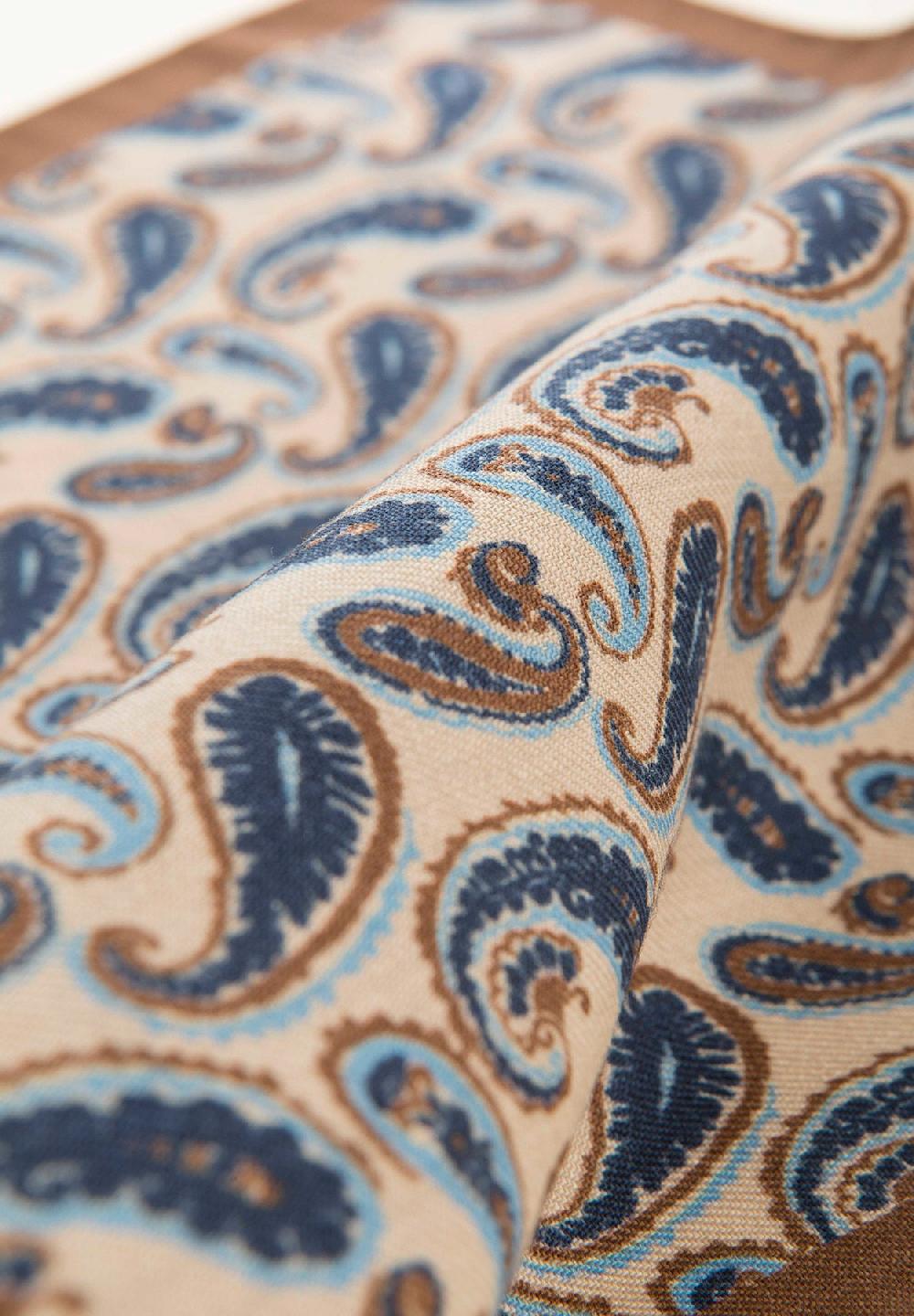 Angelico Pochette beige blu fantasia cashmere lana Promozione Limitata