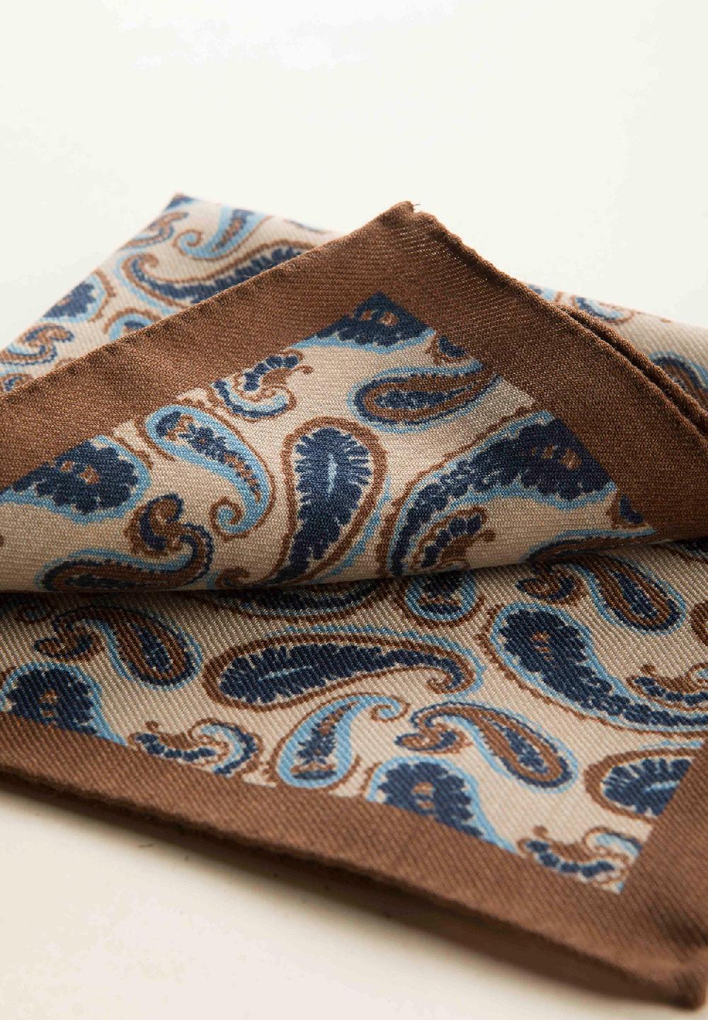 Angelico Pochette beige blu fantasia cashmere lana Promozione Limitata