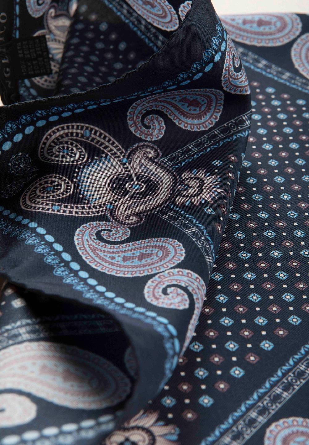 Angelico Pochette blu azzurra fantasia cashmere seta Shopping Online