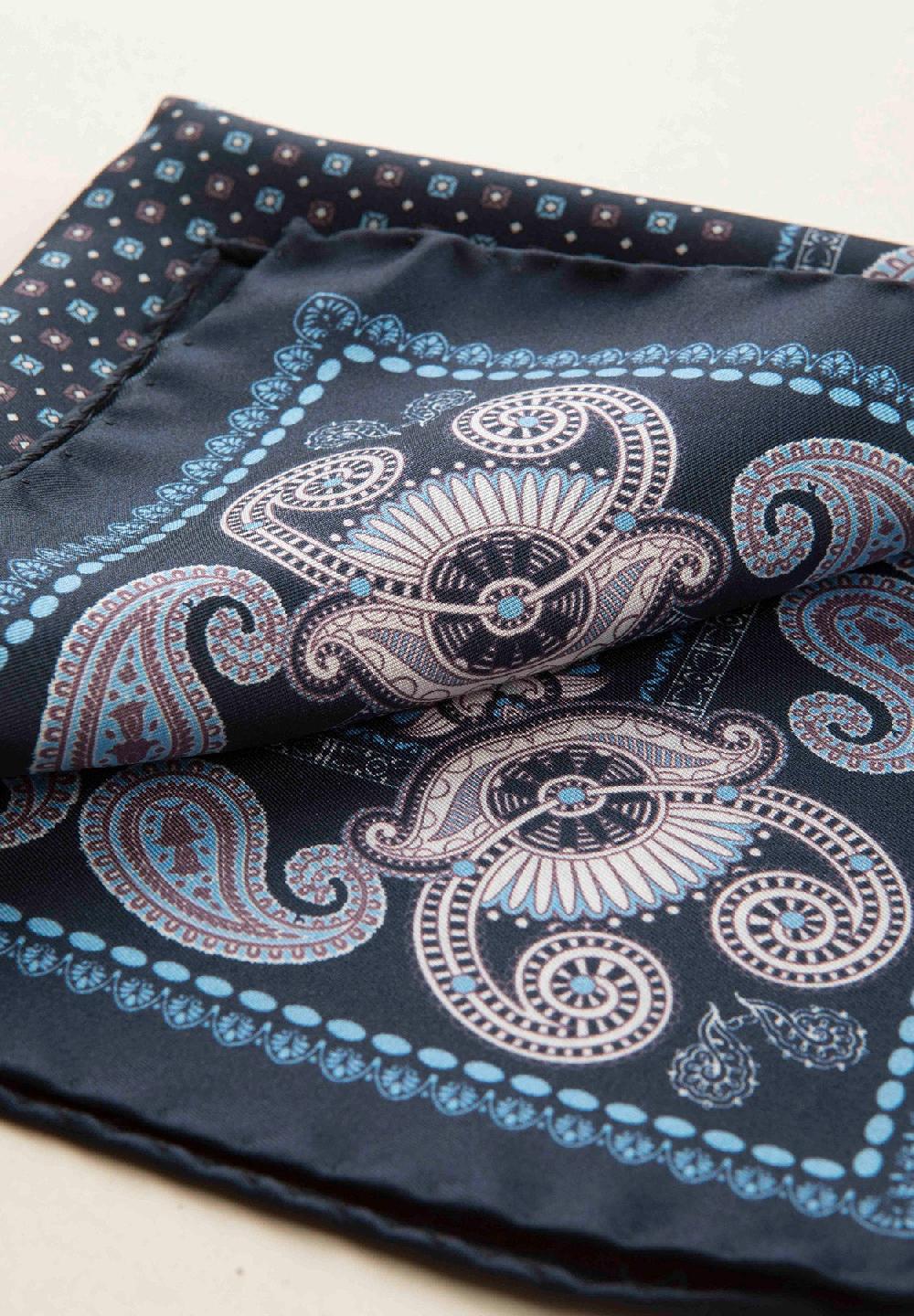Angelico Pochette blu azzurra fantasia cashmere seta Shopping Online
