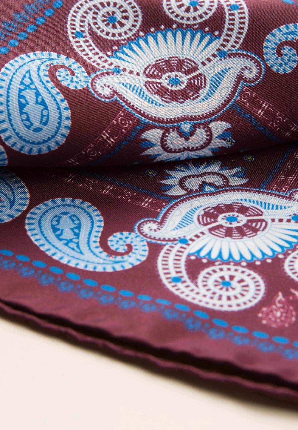 Angelico Pochette bordeaux azzurra fantasia cashmere seta Rilascio limitato