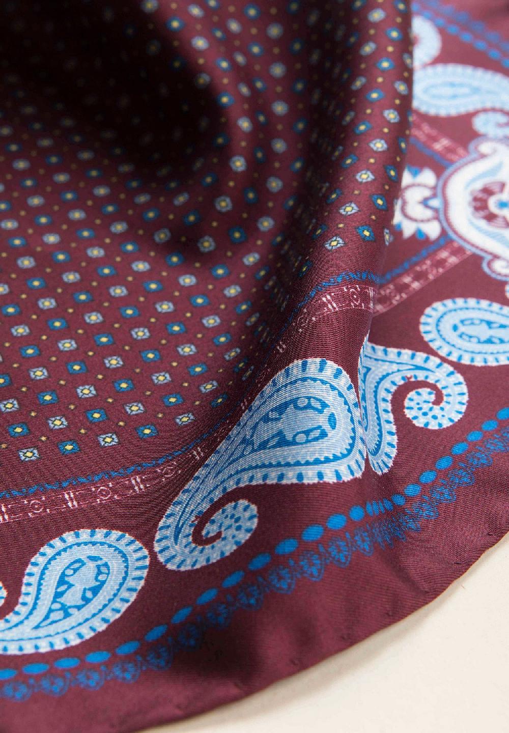 Angelico Pochette bordeaux azzurra fantasia cashmere seta Rilascio limitato