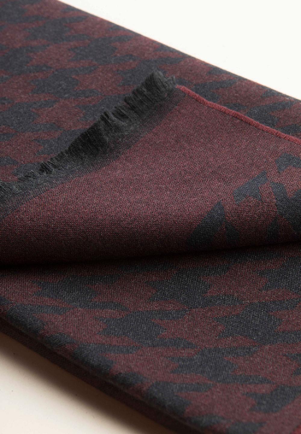 Angelico Sciarpa blu bordeaux pied de poulè lana vergine Online