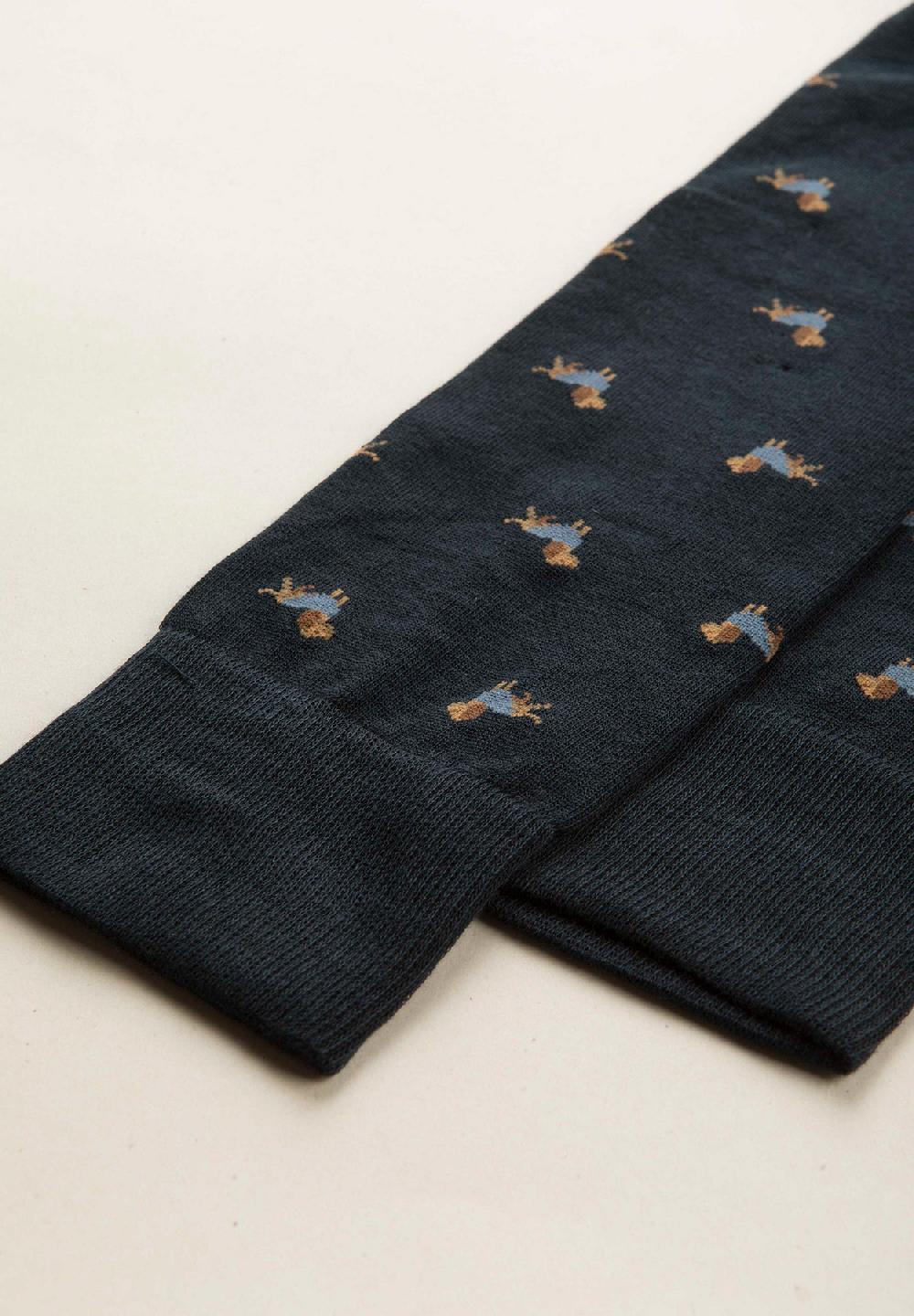 Angelico Calza blu scuro fantasia cani cotone stretch In Saldo
