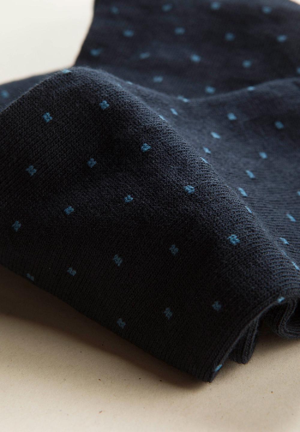 Angelico Calza blu scuro micro pois cotone stretch Nuova