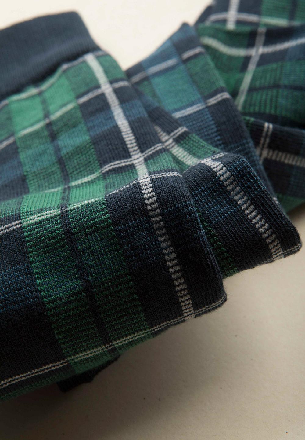 Angelico Calza blu quadri verdi cotone stretch Italia