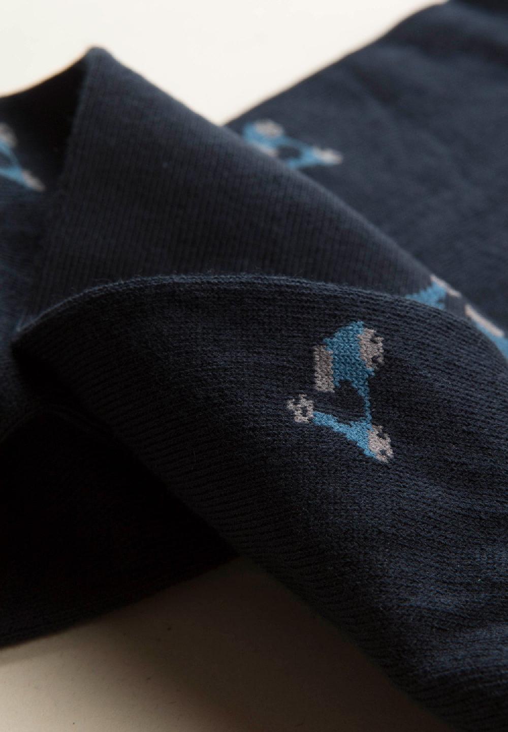 Angelico Calza blu scuro fantasia vespe cotone stretch In Linea