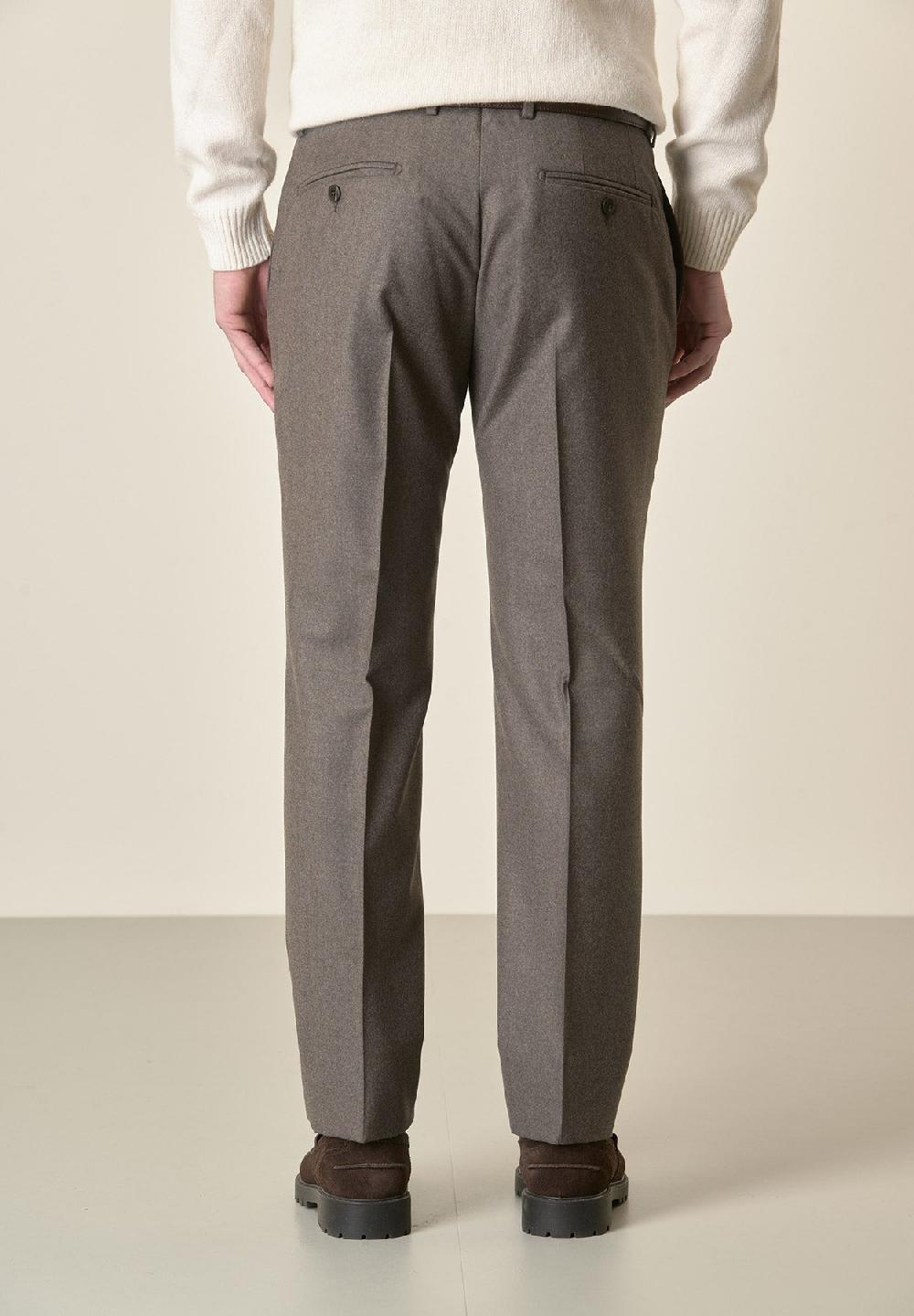 Angelico Pantalone marrone flanella lana vergine custom fit Vendita