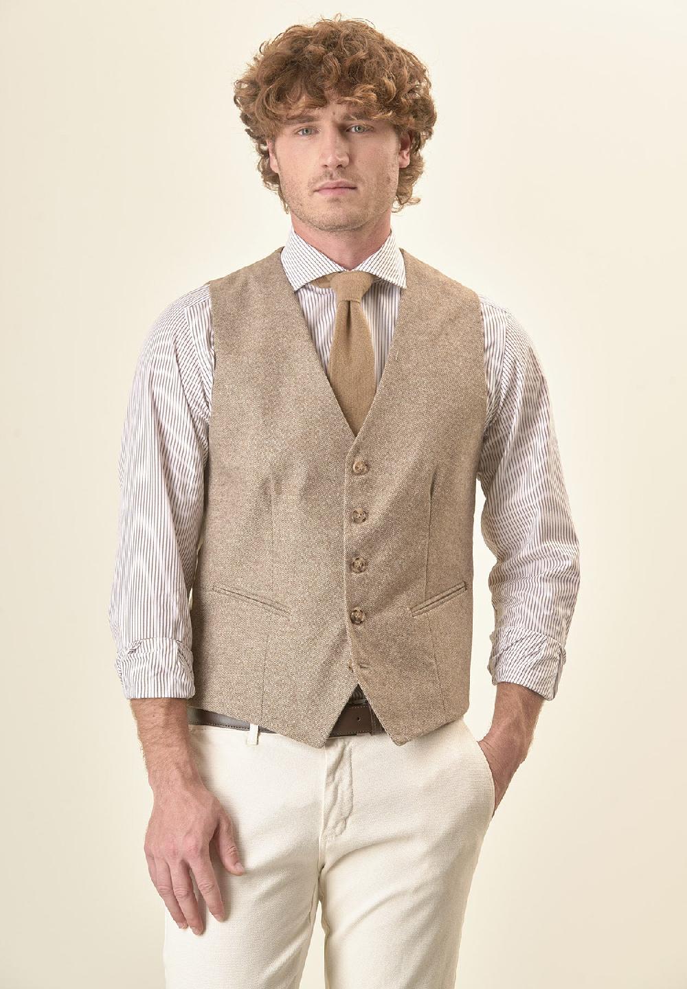 Angelico Gilet beige knickerbocker custom fit