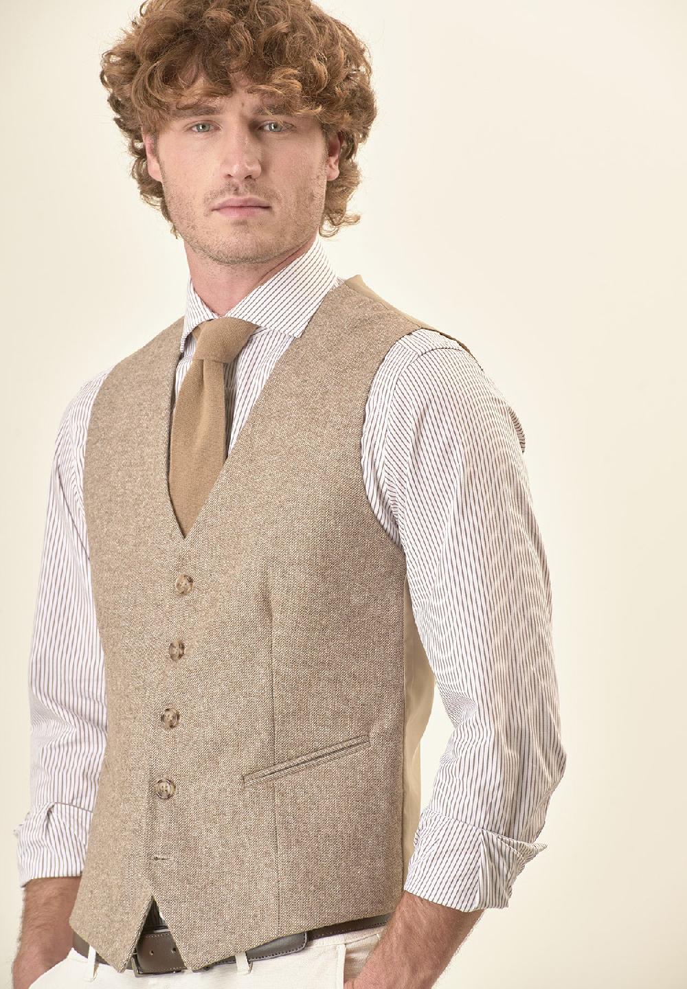 Angelico Gilet beige knickerbocker custom fit Spedizione Gratuita