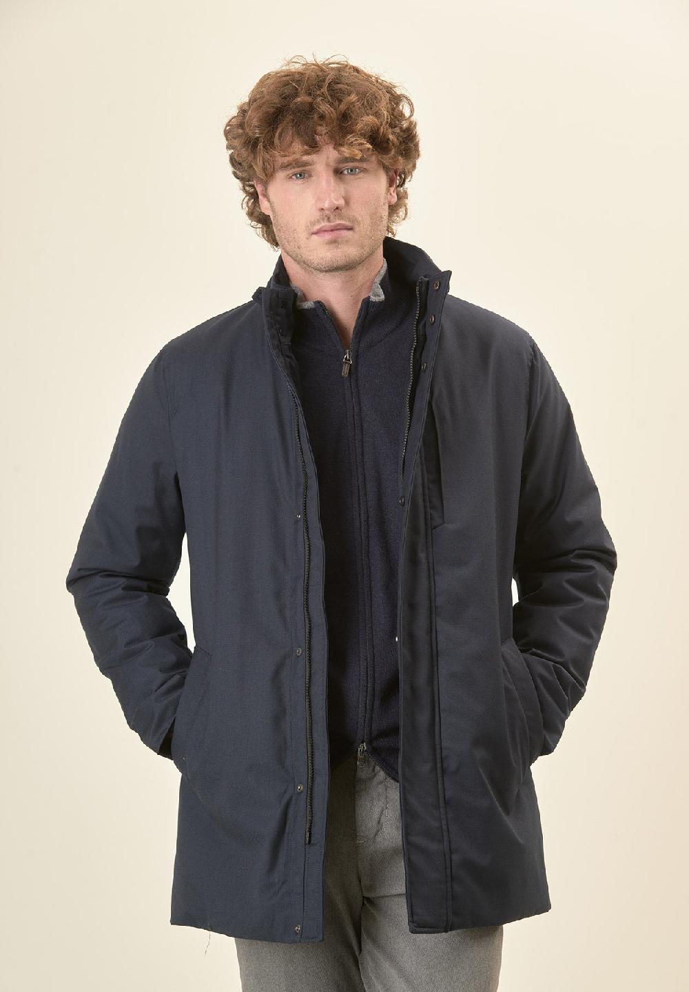 Angelico Giaccone city coat blu pettorina removibile Pezzi Unici