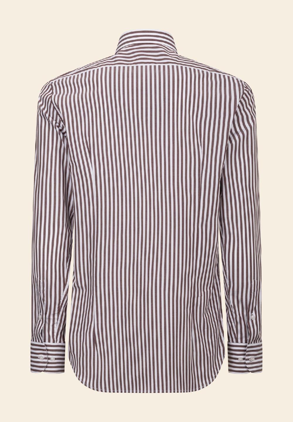 Angelico Camicia marrone bianca bacchettina cotone slim fit Consegna Veloce